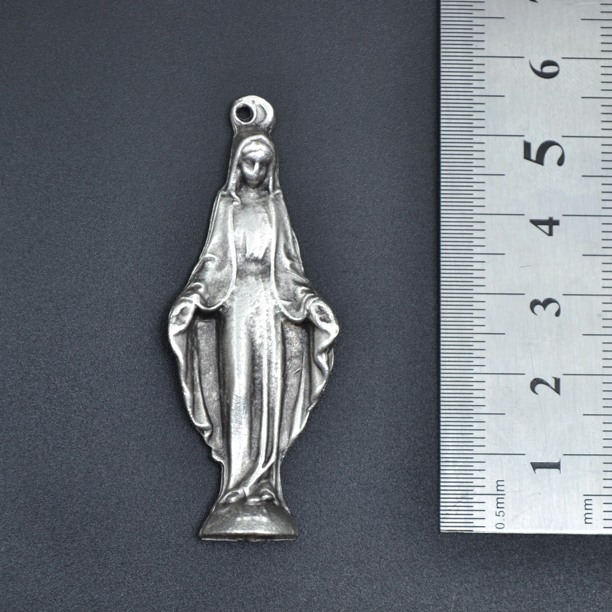 Meryem Ana Kolye - Gümüş ( Silver ) Renk - 60 cm Düz Ezme Zincir Kolye