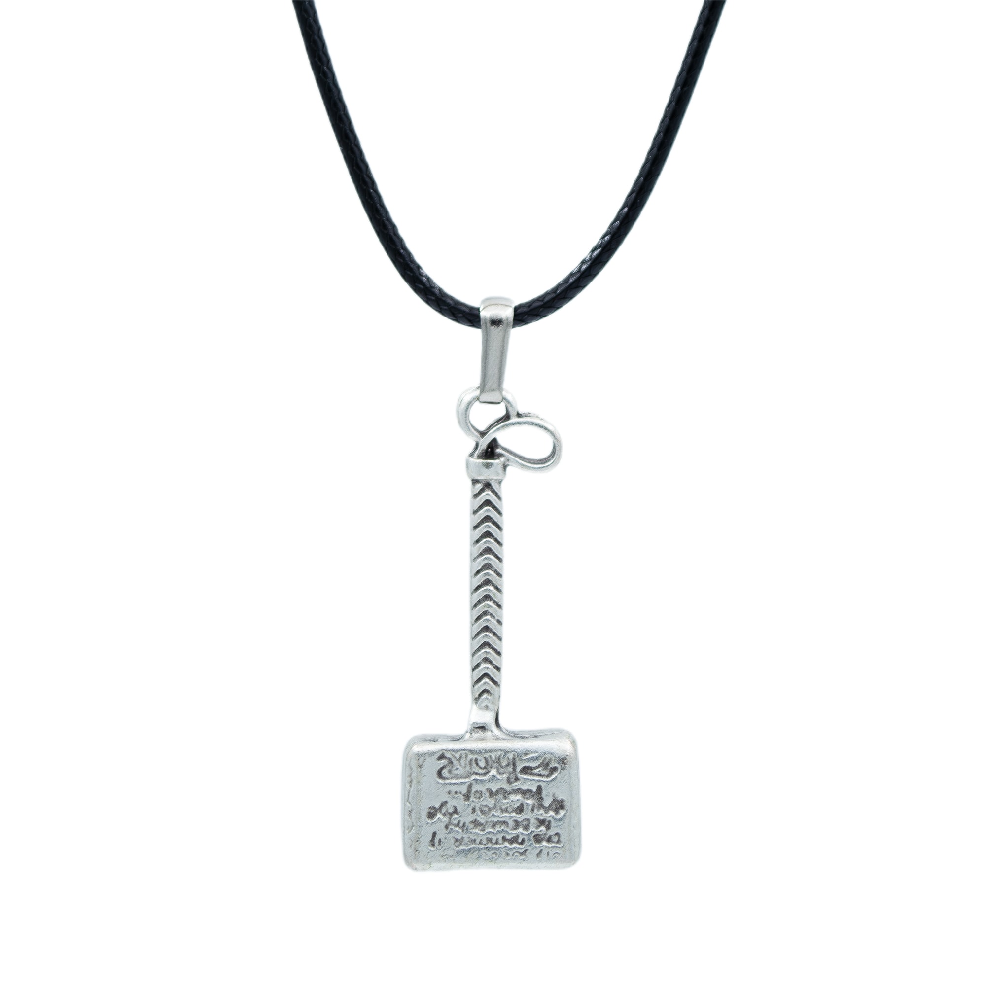 Thor Çekiç Kolye - Gümüş ( Silver ) Renk - 60 cm Deri İp Kolye