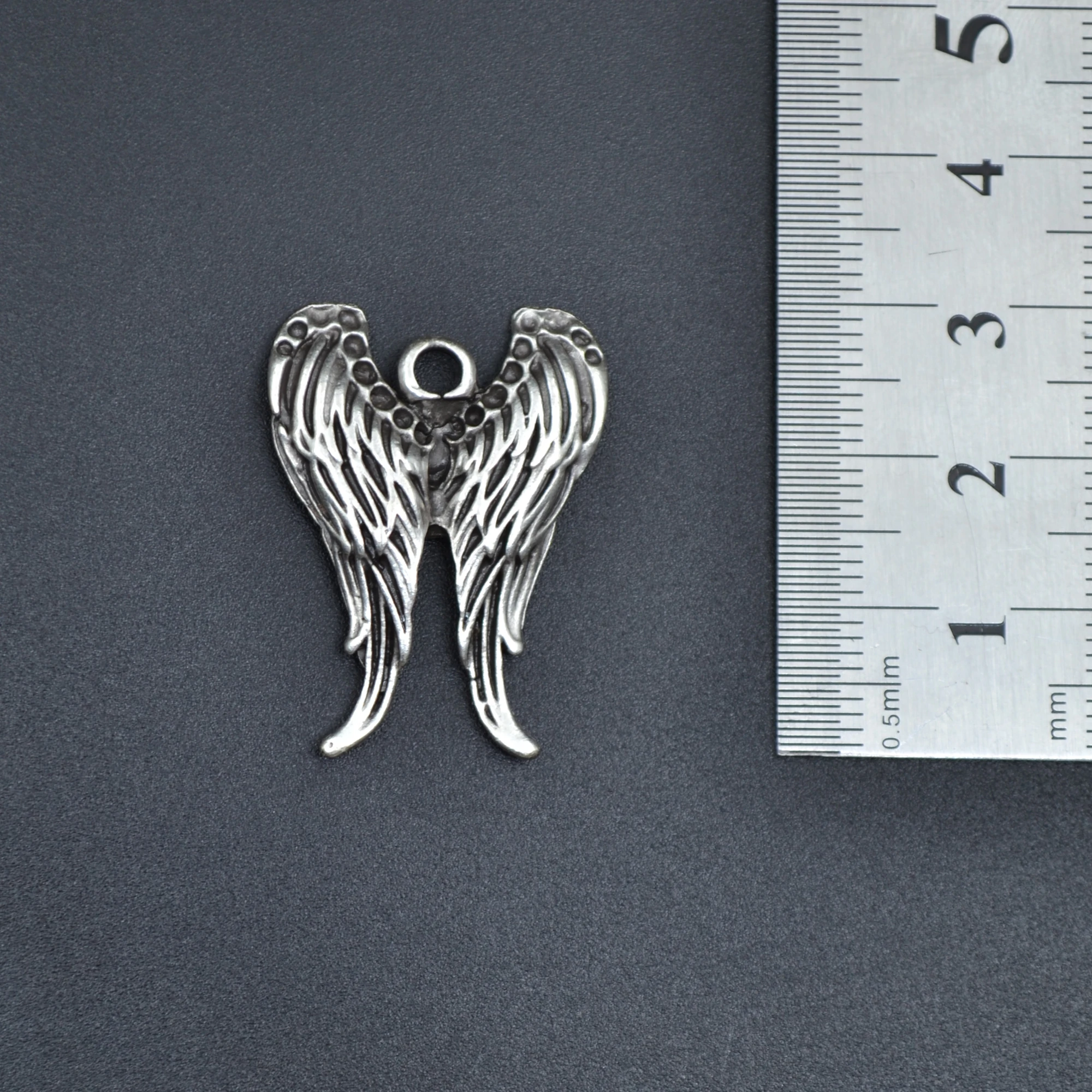 Melek Kanadı Kolye - Gümüş ( Silver ) Renk - 60 cm Deri İp Kolye