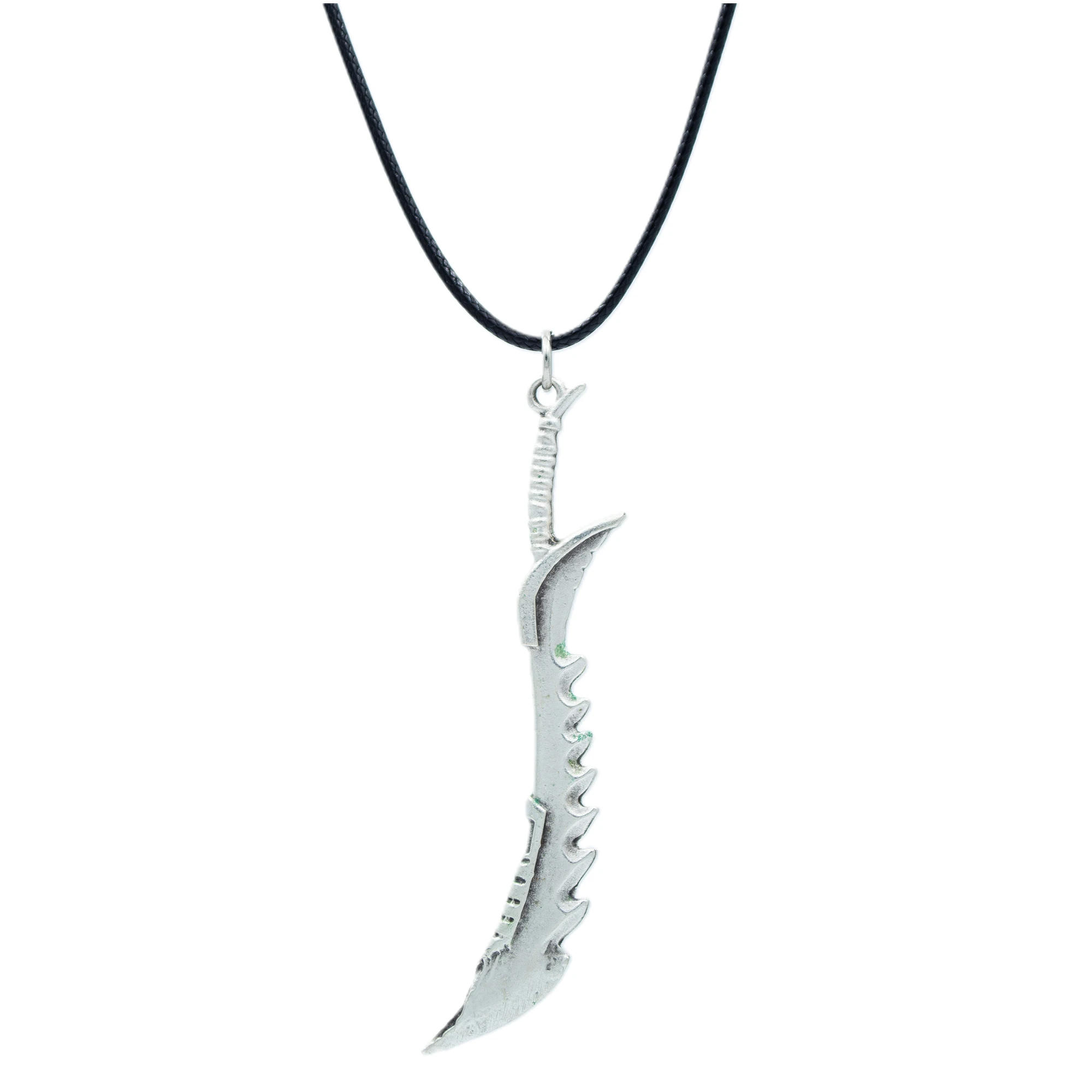 Kılıç Kolye - Gümüş ( Silver ) Renk - 60 cm Deri İp Kolye