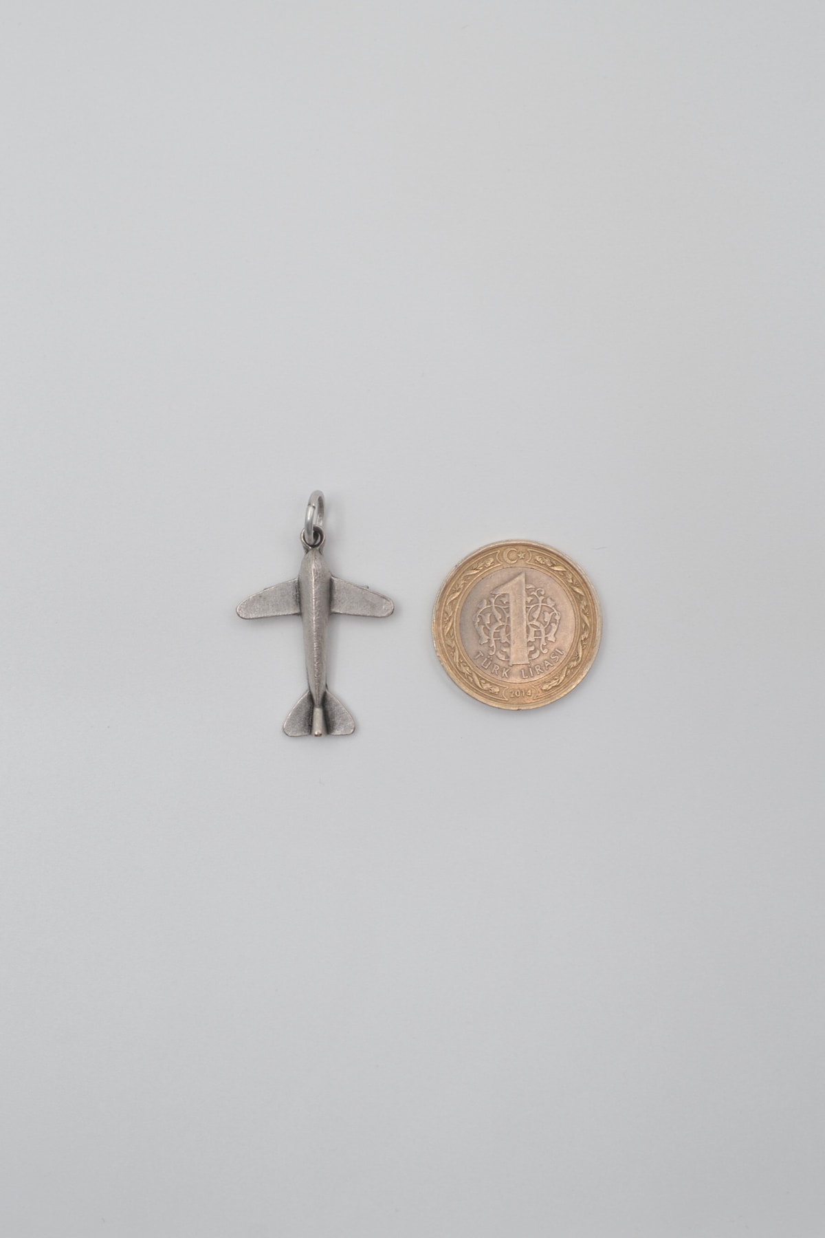 Minimal Uçak Kolye Ucu - Gümüş ( Silver ) Renk