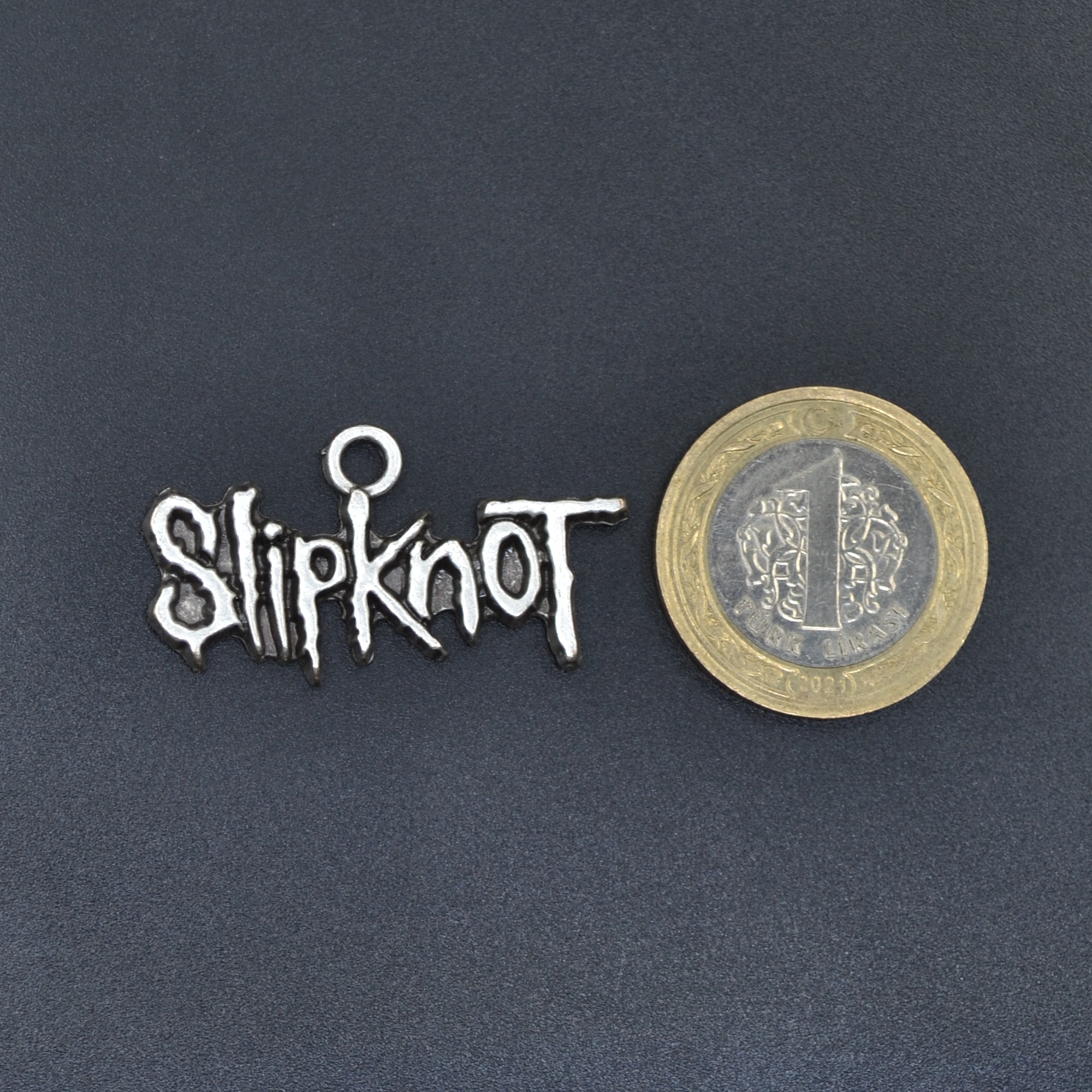 Slipknot Yazı Kolye - Gümüş ( Silver ) Renk - 60 cm Deri İp Kolye
