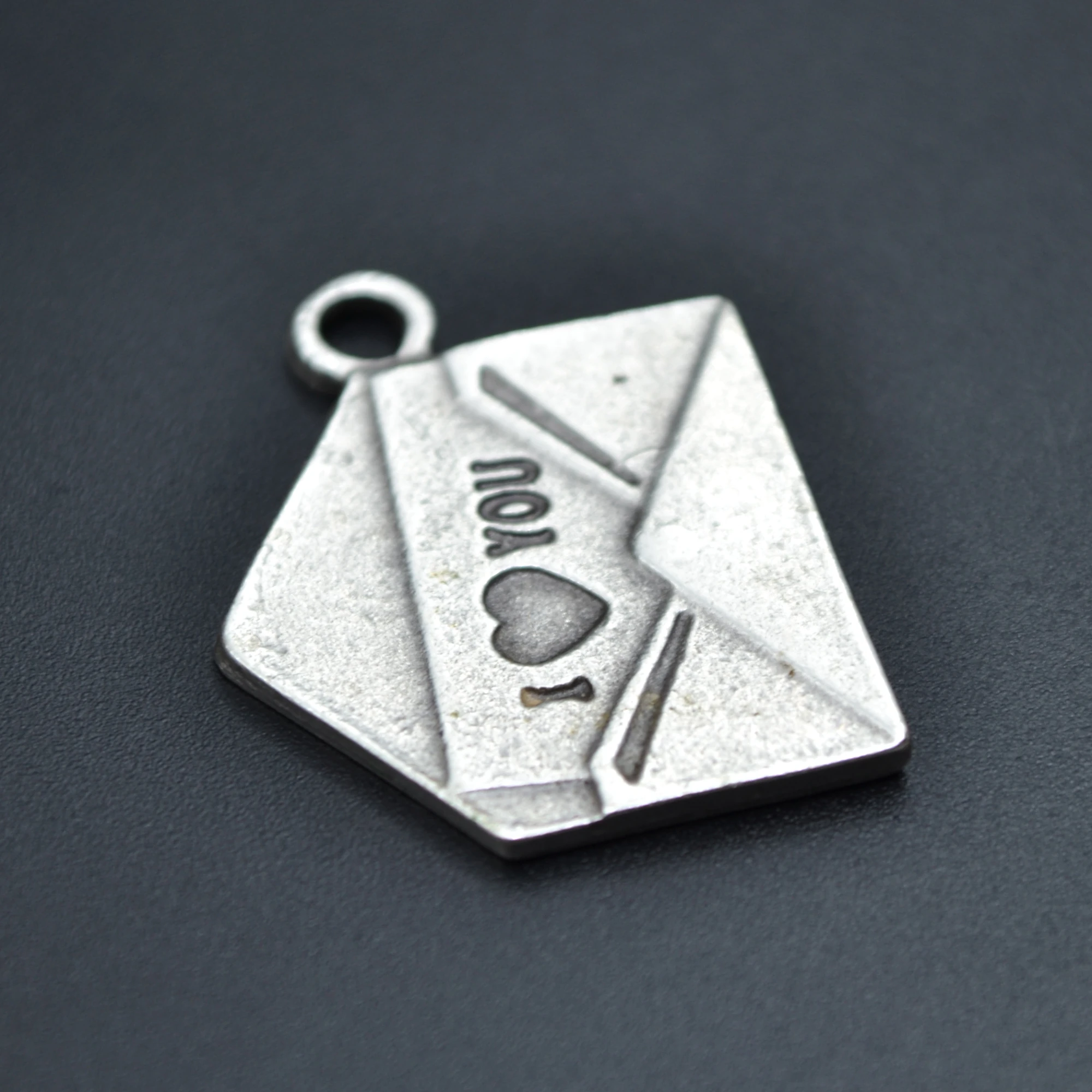 I Love You Mektup Kolye - Gümüş ( Silver ) Renk - 60 cm Düz Ezme Zincir Kolye