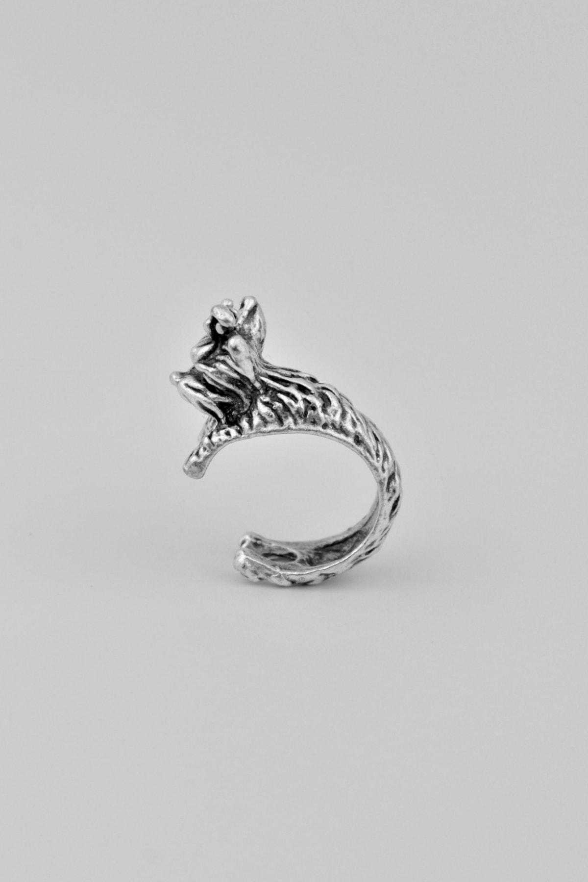 Terrier Köpek Gümüş Kaplama Ayarlamalı Kadın Erkek Yüzük