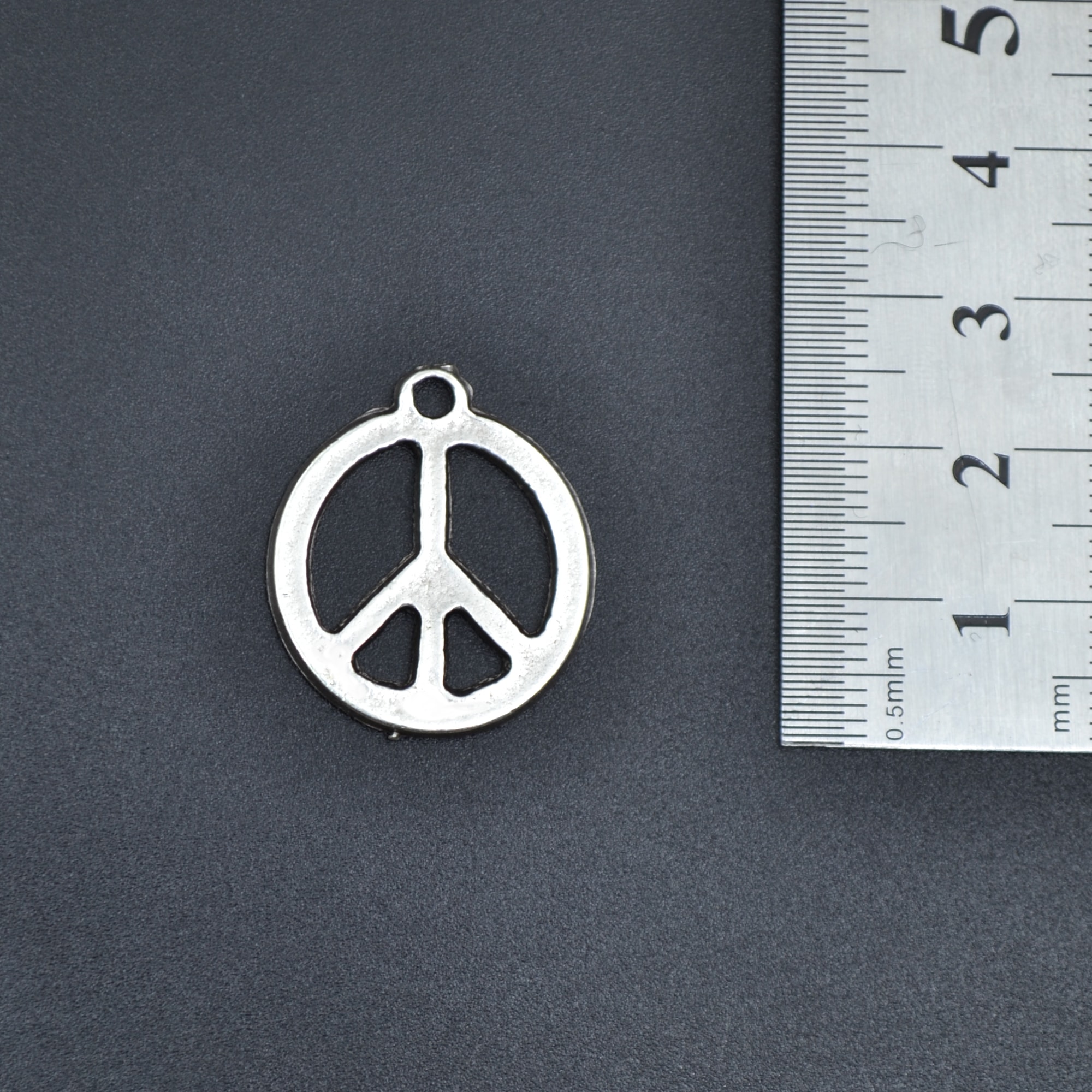 Minimal Peace Barış Sembolü Kolye - Gümüş ( Silver ) Renk - 60 cm Deri İp Kolye