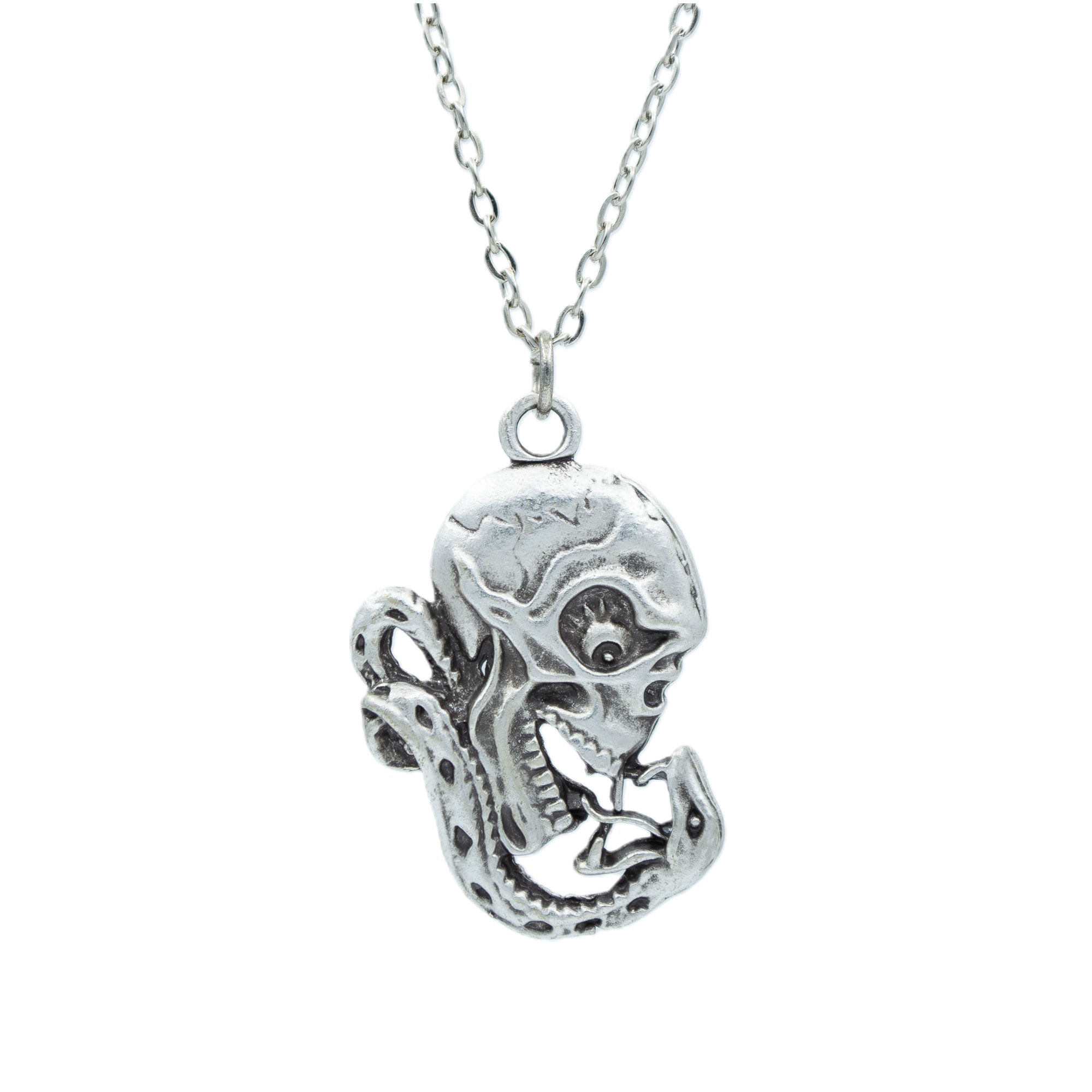 Yılan - Kuru Kafa - Venom Kolye - Gümüş ( Silver ) Renk - 60 cm Düz Ezme Zincir Kolye