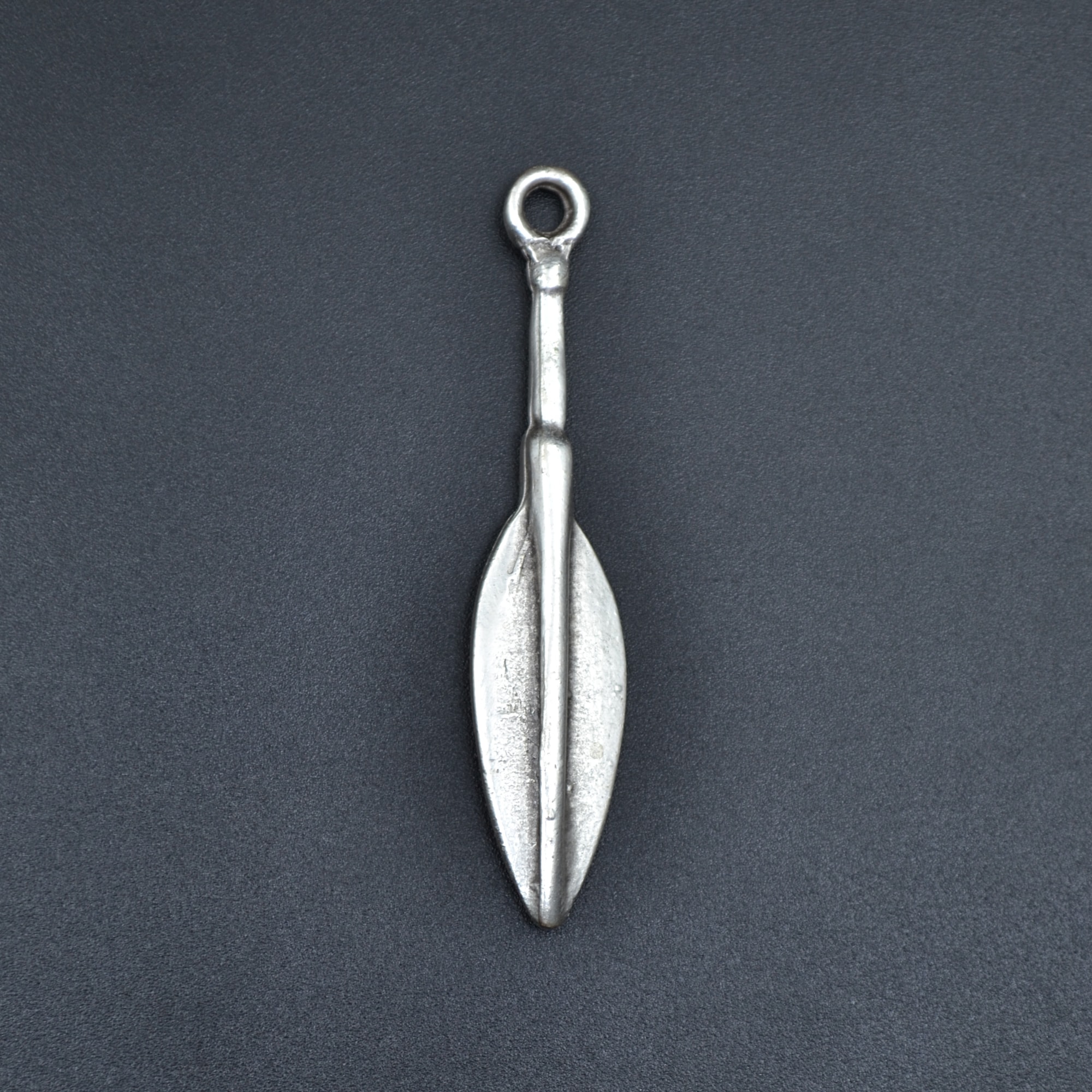 Mızrak Ucu Şeklinde Kolye - Gümüş ( Silver ) Renk - 60 cm Örme Zincir Kolye