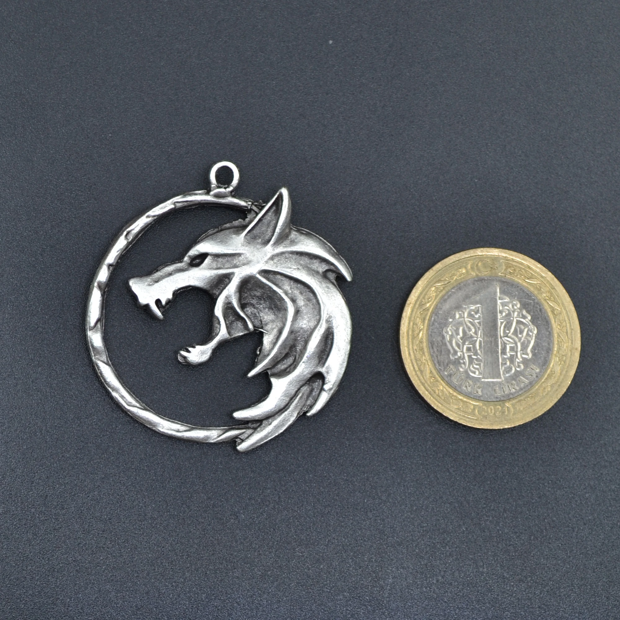 The Witcher 3 Çember Kolye - Gümüş ( Silver ) Renk - 60 cm Örme Zincir Kolye