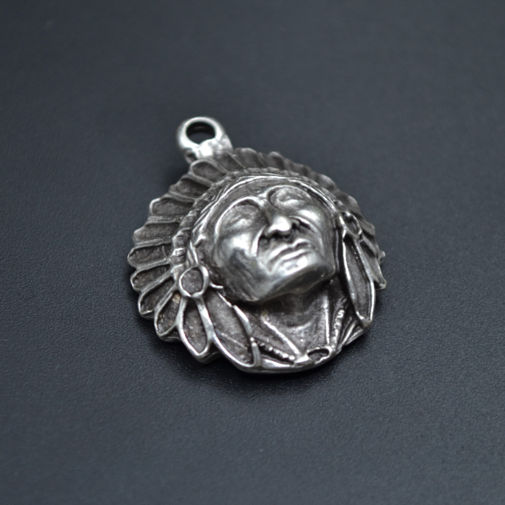 Kızılderili Kolye - Gümüş ( Silver ) Renk - 60 cm Deri İp Kolye