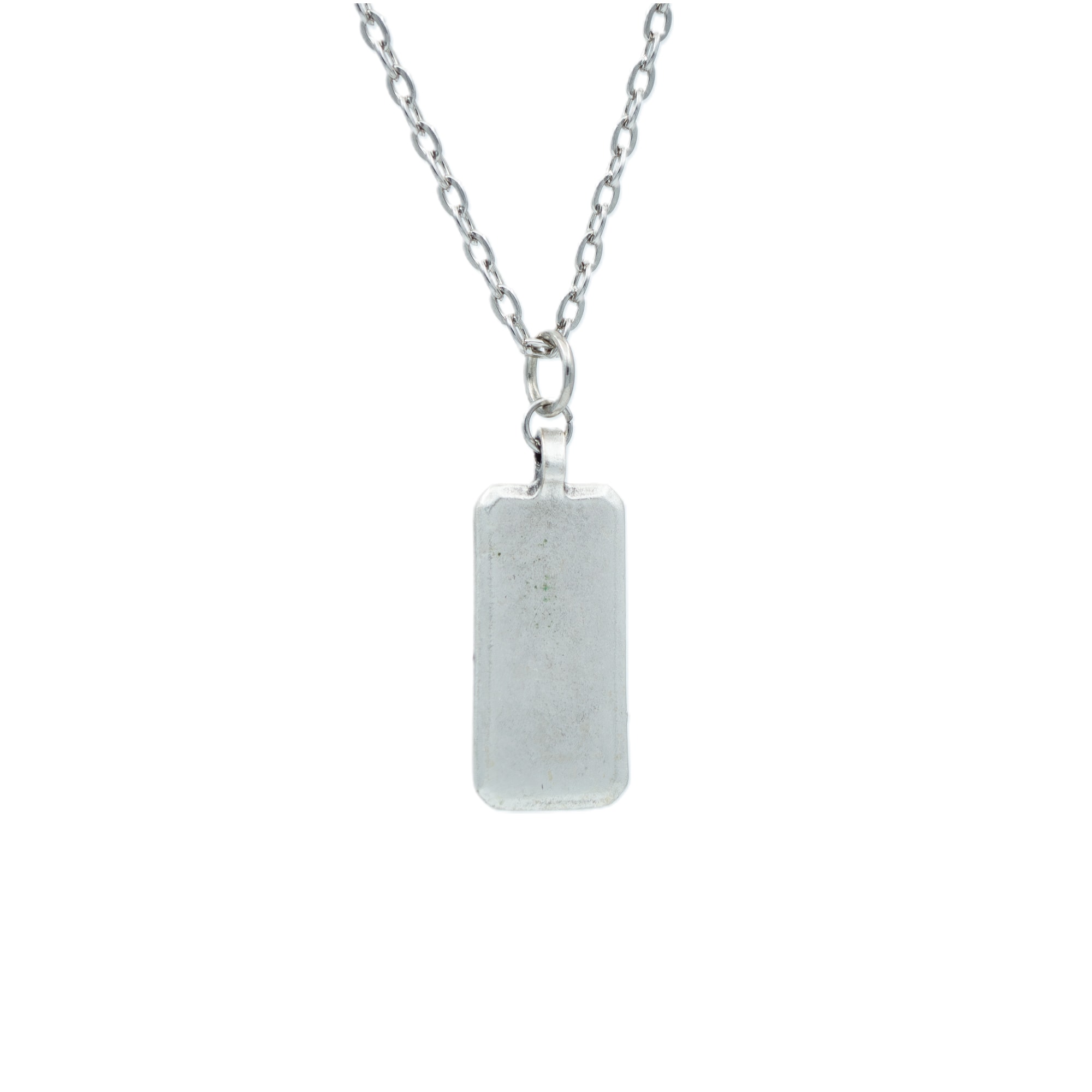 Geometrik - Dikdörtgen Kolye - Gümüş ( Silver ) Renk - 60 cm Düz Ezme Zincir Kolye