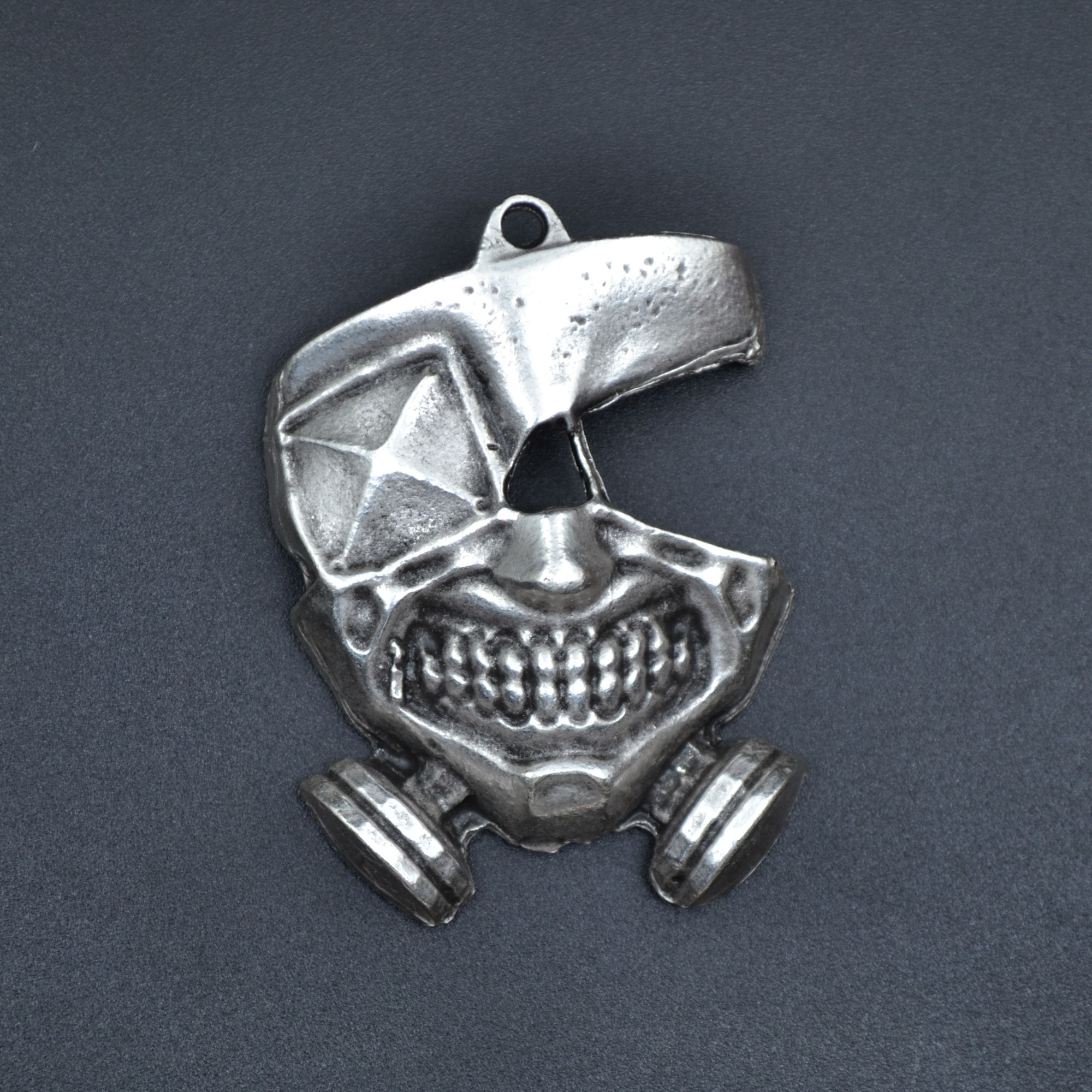 Anime Tokyo Ghouls Ken Kaneki Kolye - Gümüş ( Silver ) Renk - 60 cm Düz Ezme Zincir Kolye