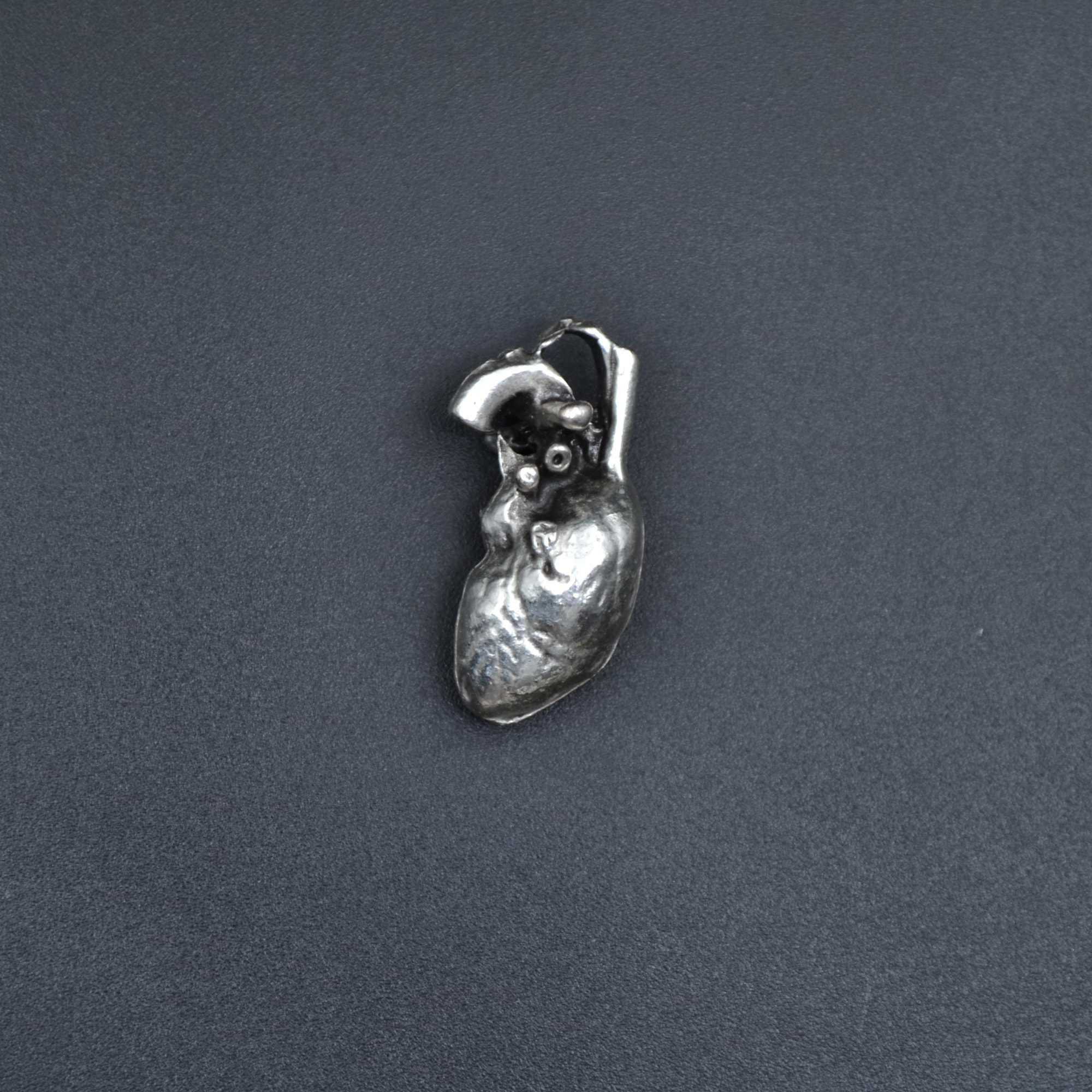 Kalp Kolye - Gümüş ( Silver ) Renk - 60 cm Örme Zincir Kolye