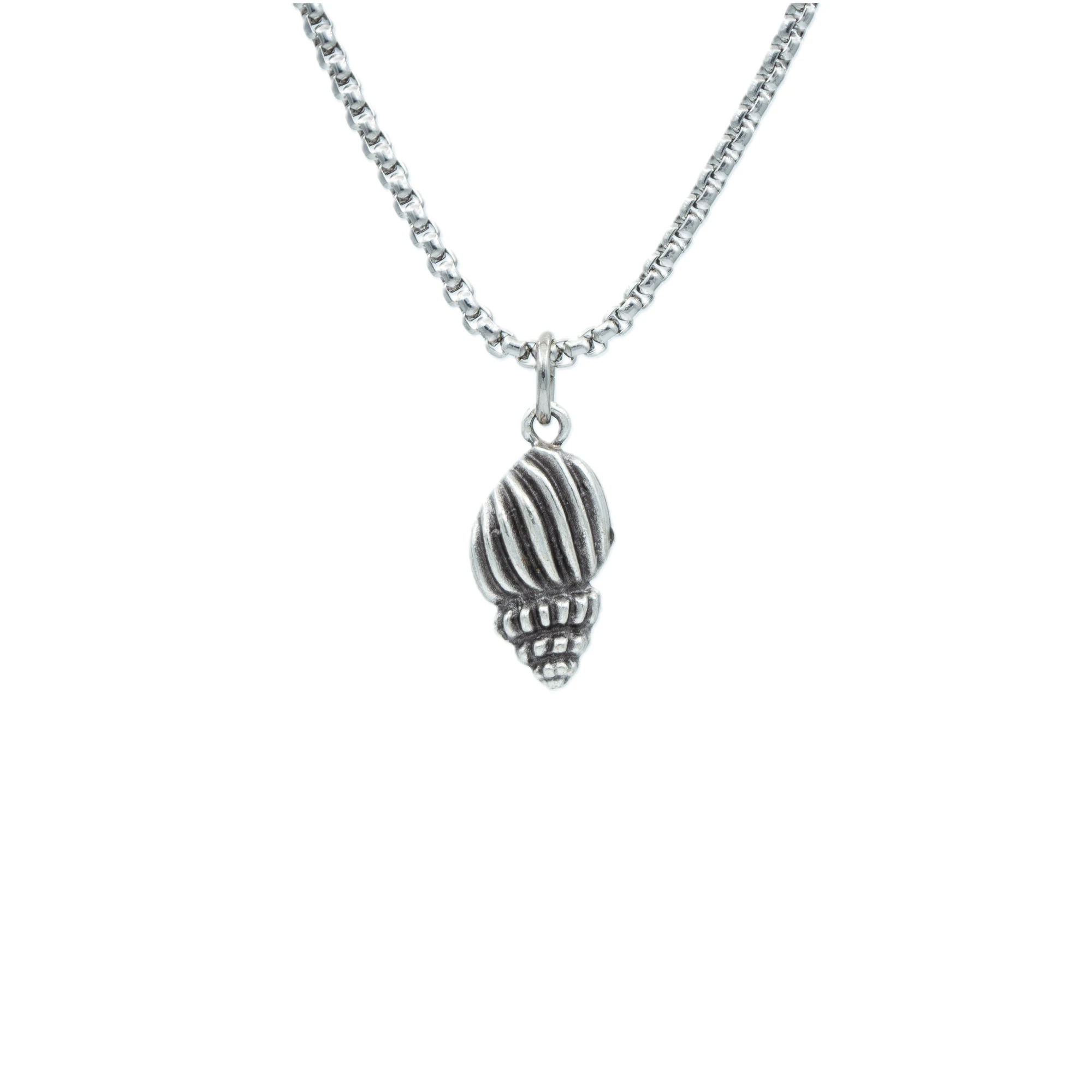 Minimal Deniz Kabuğu Kolye - Gümüş ( Silver ) Renk - 60 cm Örme Zincir Kolye