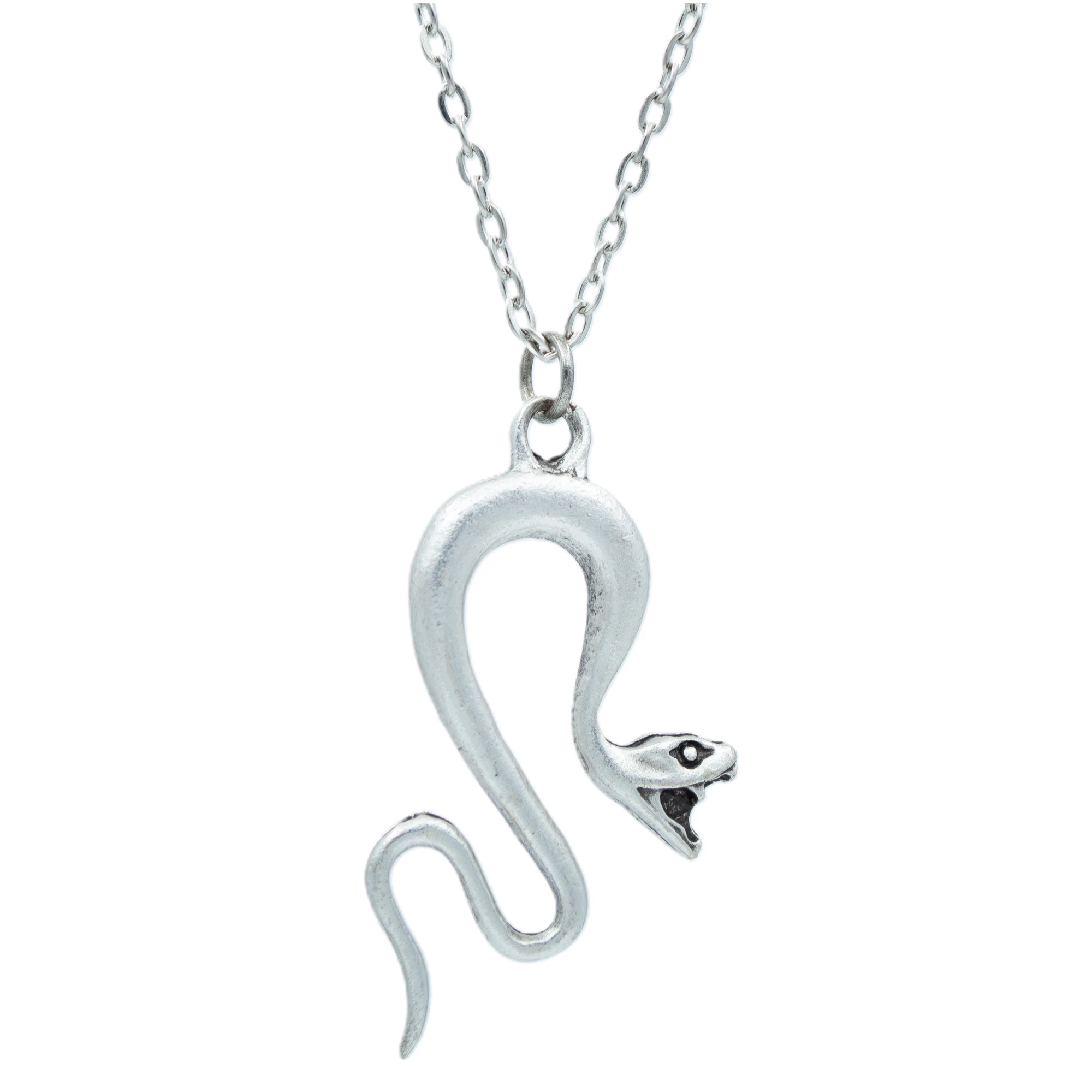 Yılan Kolye - Gümüş ( Silver ) Renk - 60 cm Düz Ezme Zincir Kolye