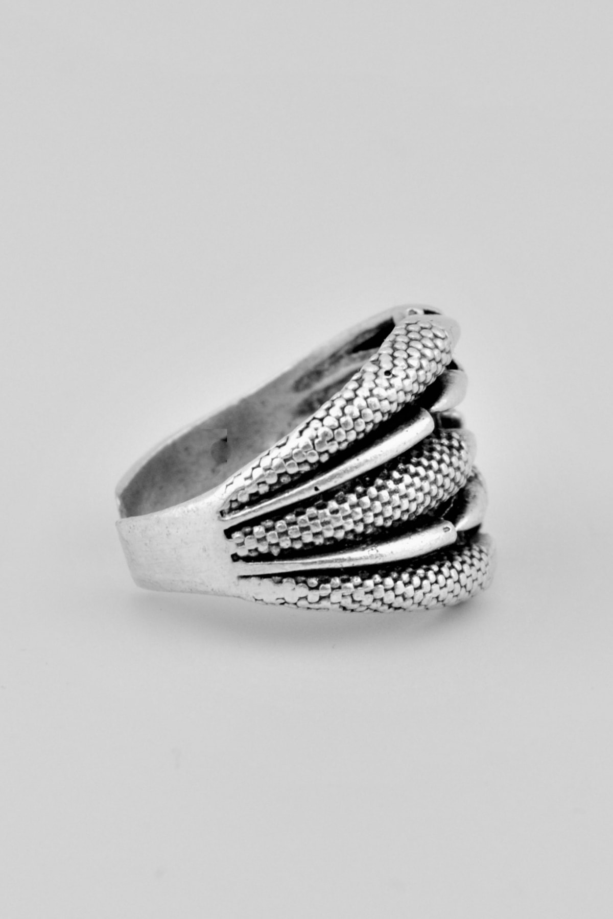 Pençe Gümüş Kaplama Ayarlamalı Kadın Erkek Yüzük