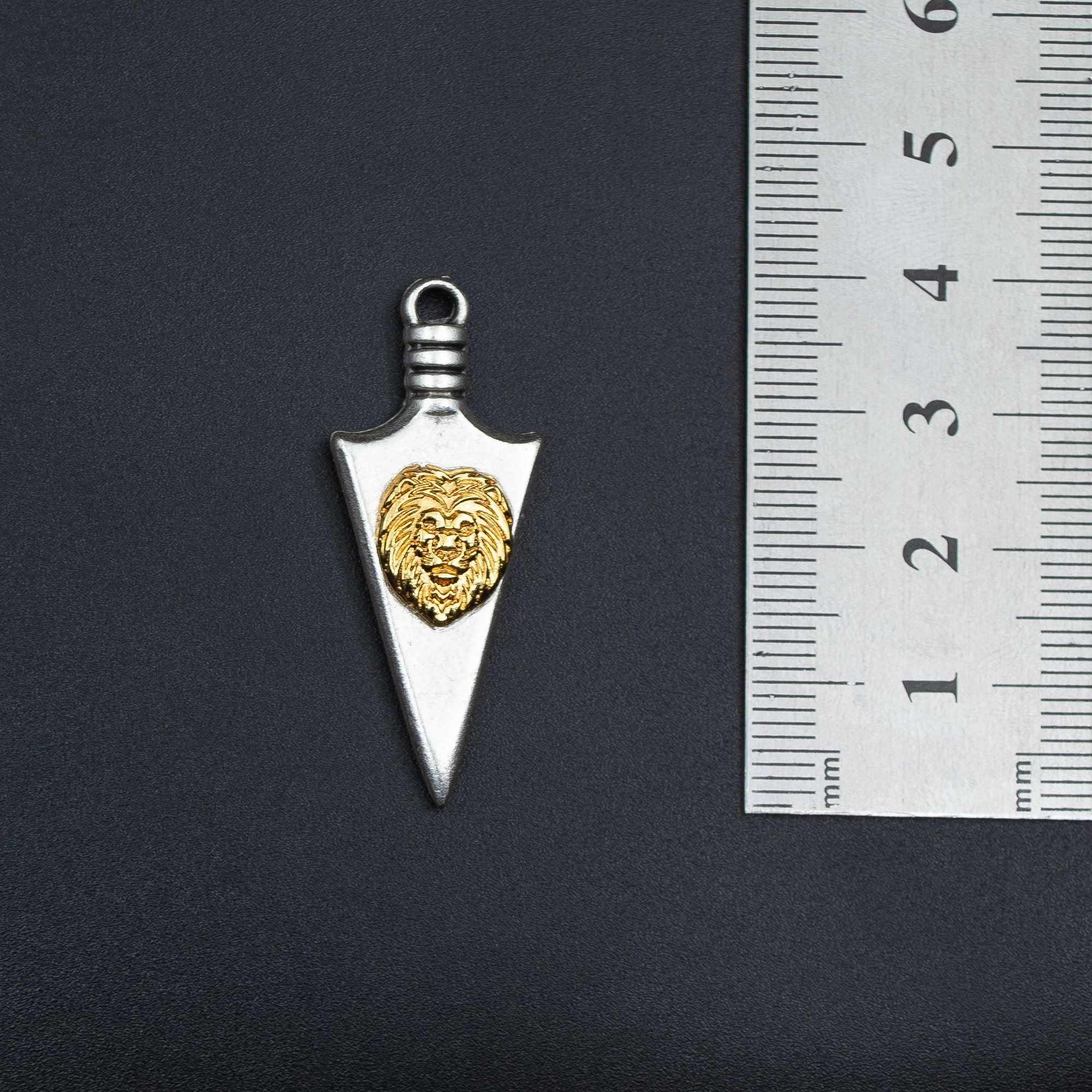 Ok Ucu Aslan Detaylı Kolye - Gümüş ( Silver ) Renk - 60 cm Deri İp Kolye