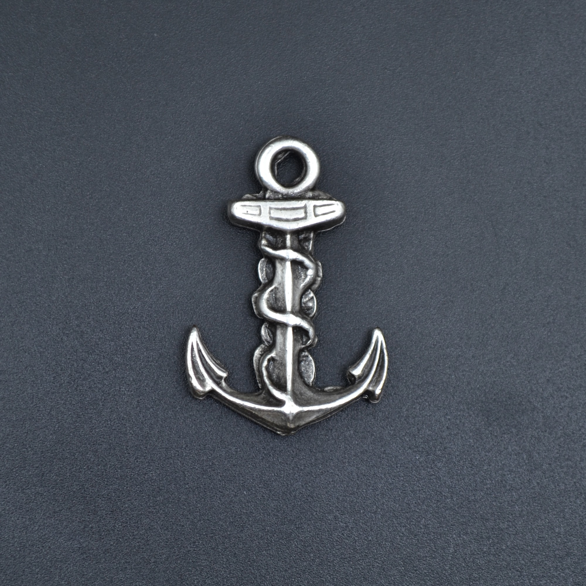 Gemi Çapası Kolye - Gümüş ( Silver ) Renk - 60 cm Düz Ezme Zincir Kolye