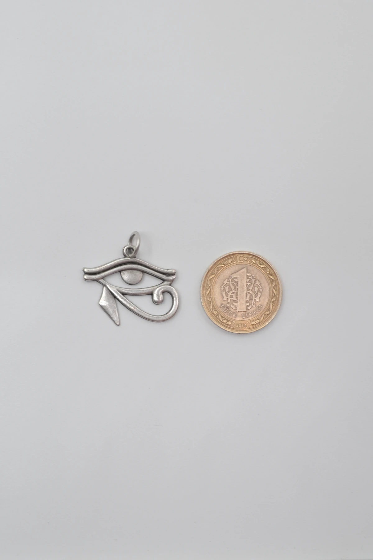 Ra'nın Gözü - Horus'un Gözü Örme Zincir Kolye - Antik Gümüş Kaplama - Kadın Erkek - 60 cm