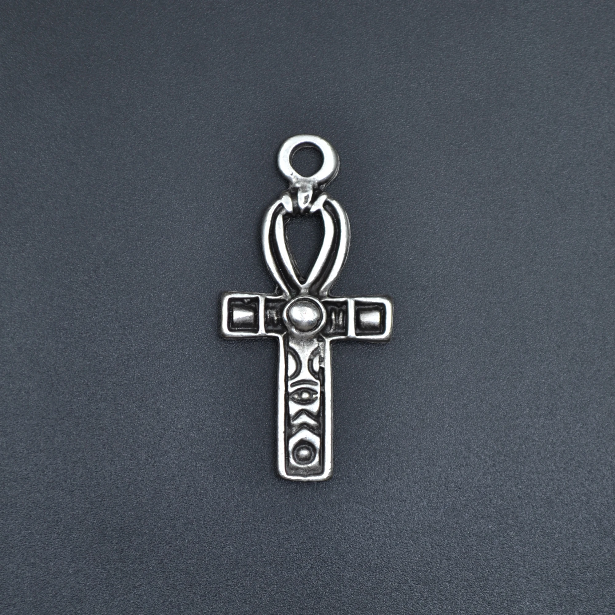 Ankh Sembolü - Nil'in Anahtarı Kolye - Gümüş ( Silver ) Renk - 60 cm Düz Ezme Zincir Kolye