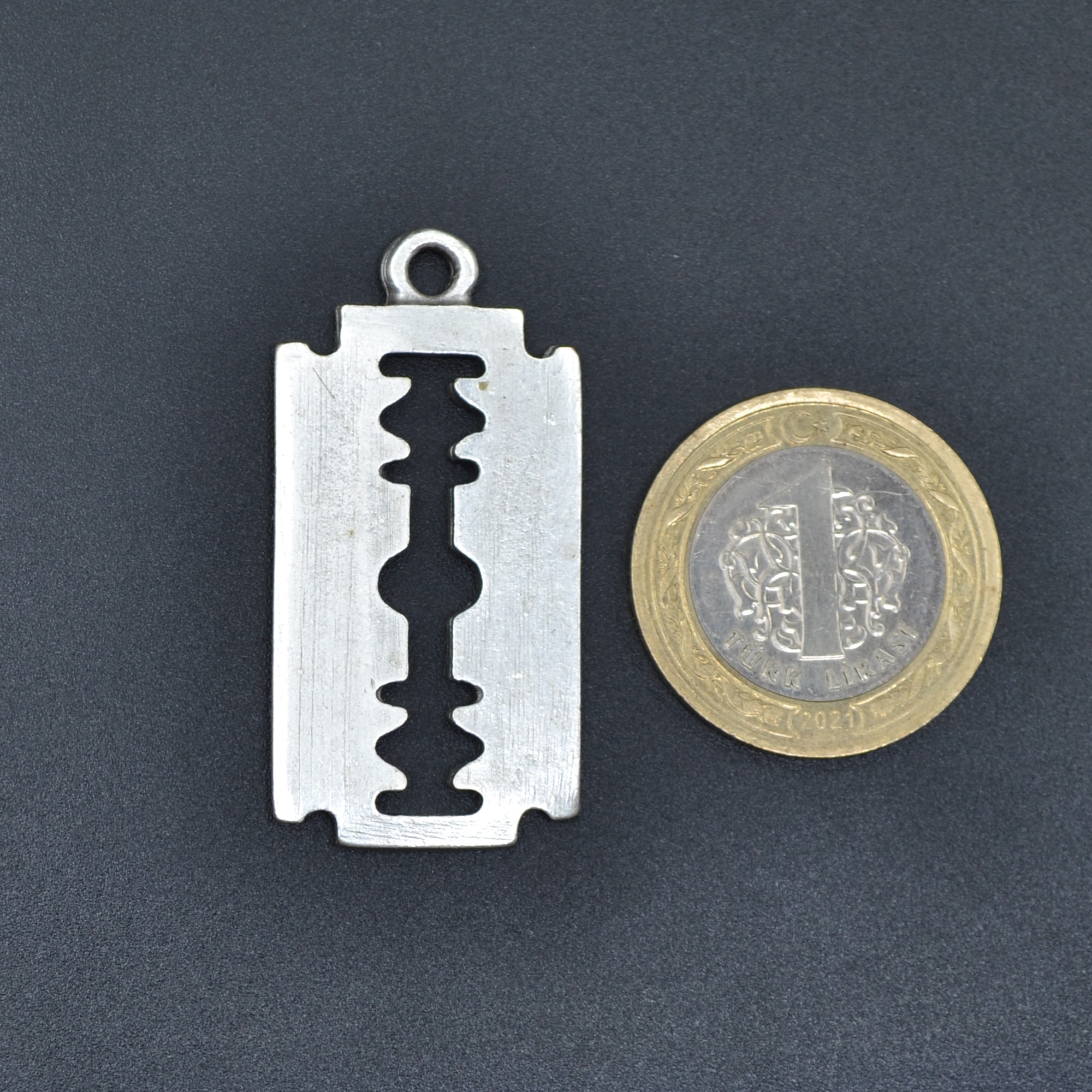 Jilet Kolye - Gümüş ( Silver ) Renk - 60 cm Deri İp Kolye