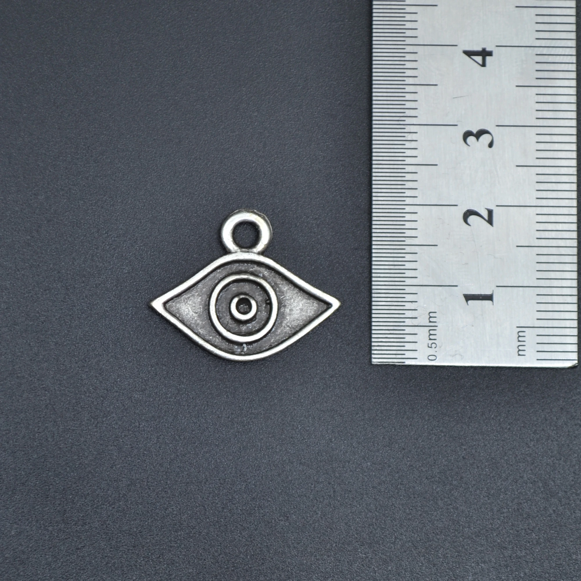 Minimal Göz Kolye - Gümüş ( Silver ) Renk - 60 cm Deri İp Kolye