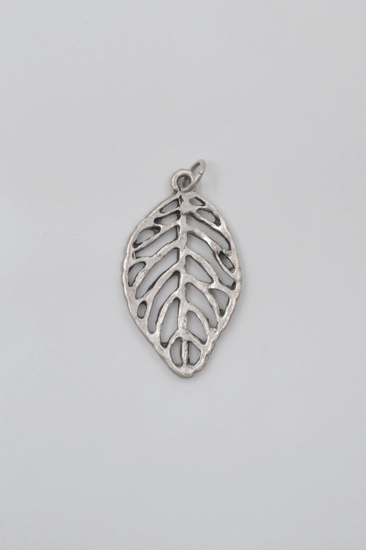 Yaprak Örme Zincir Kolye - Antik Gümüş Kaplama - Kadın Erkek - 60 cm