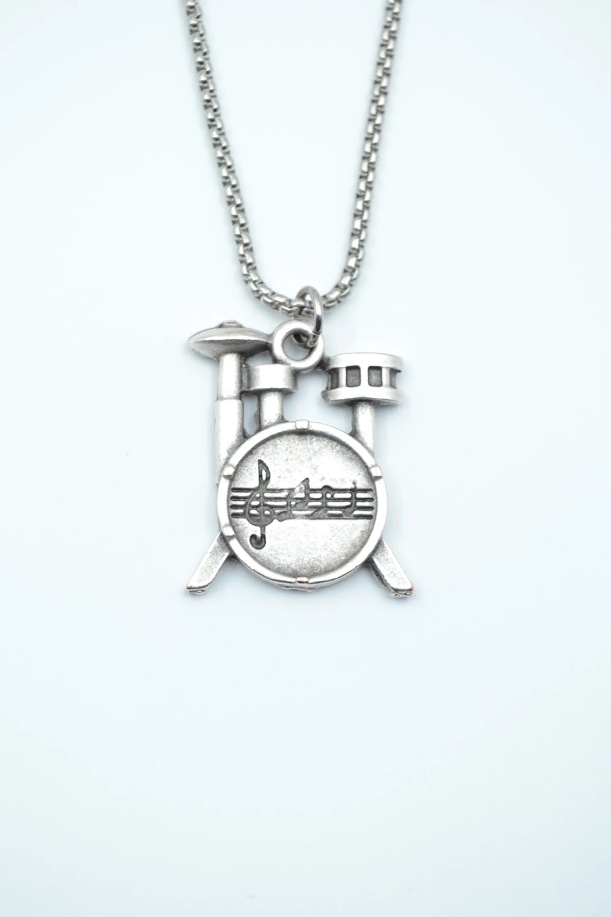 Bateri Kolye - Gümüş ( Silver ) Renk - 60 cm Örme Zincir Kolye