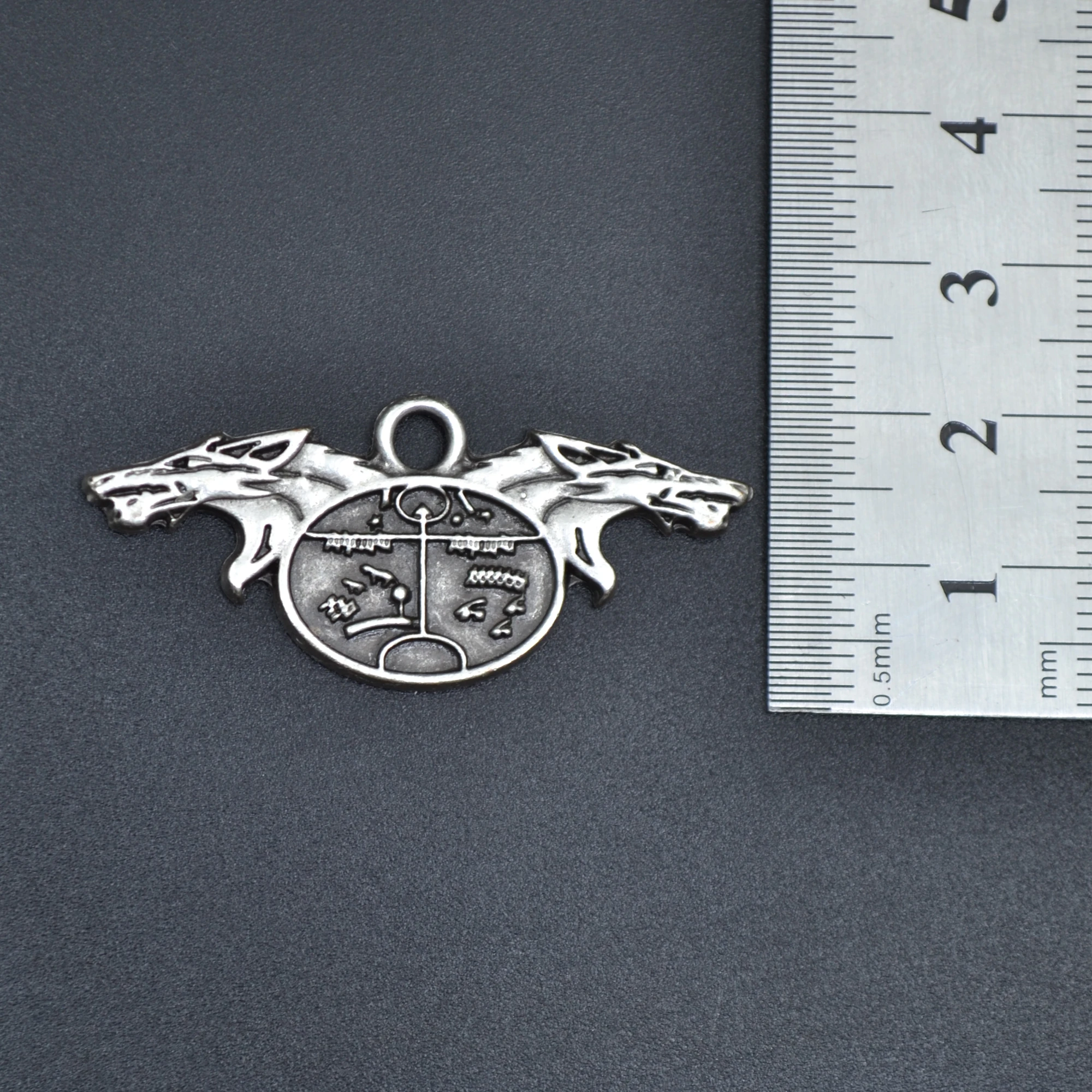 Şaman Kam Davulu - Kurt Kolye - Gümüş ( Silver ) Renk - 60 cm Düz Ezme Zincir Kolye