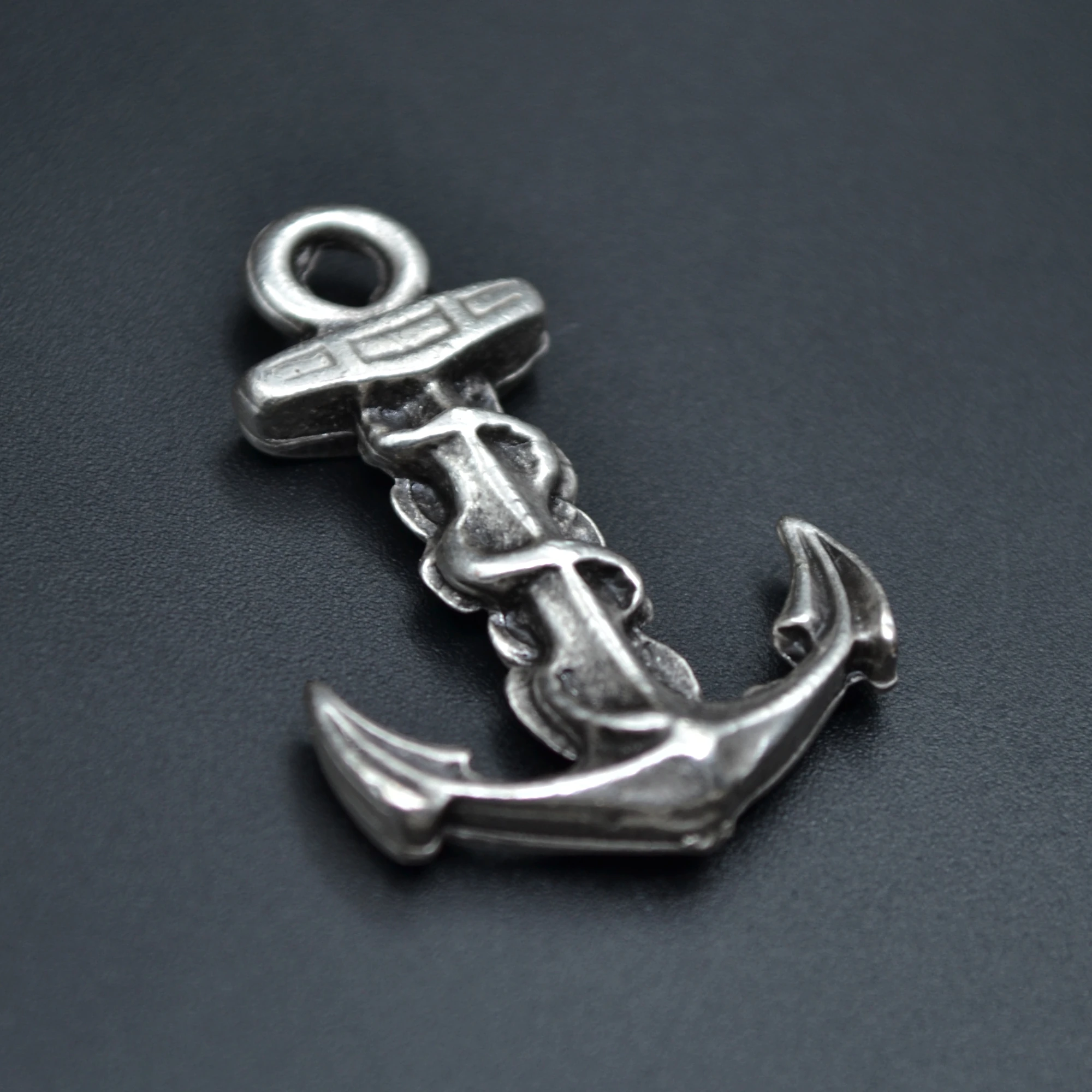 Gemi Çapası Kolye - Gümüş ( Silver ) Renk - 60 cm Örme Zincir Kolye