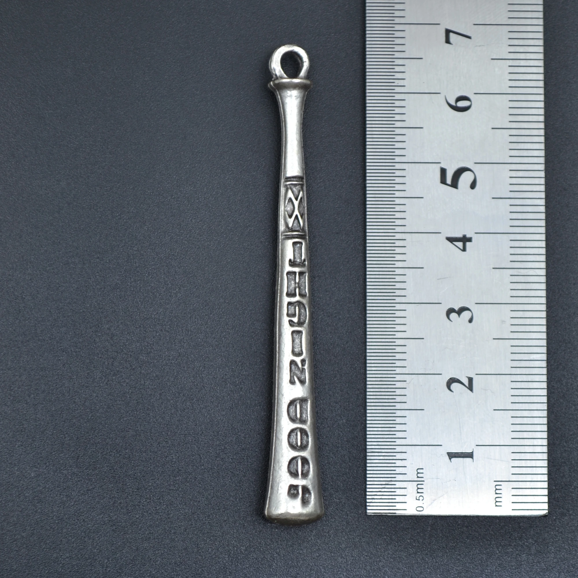 Beyzbol Sopası Kolye - Gümüş ( Silver ) Renk - 60 cm Örme Zincir Kolye