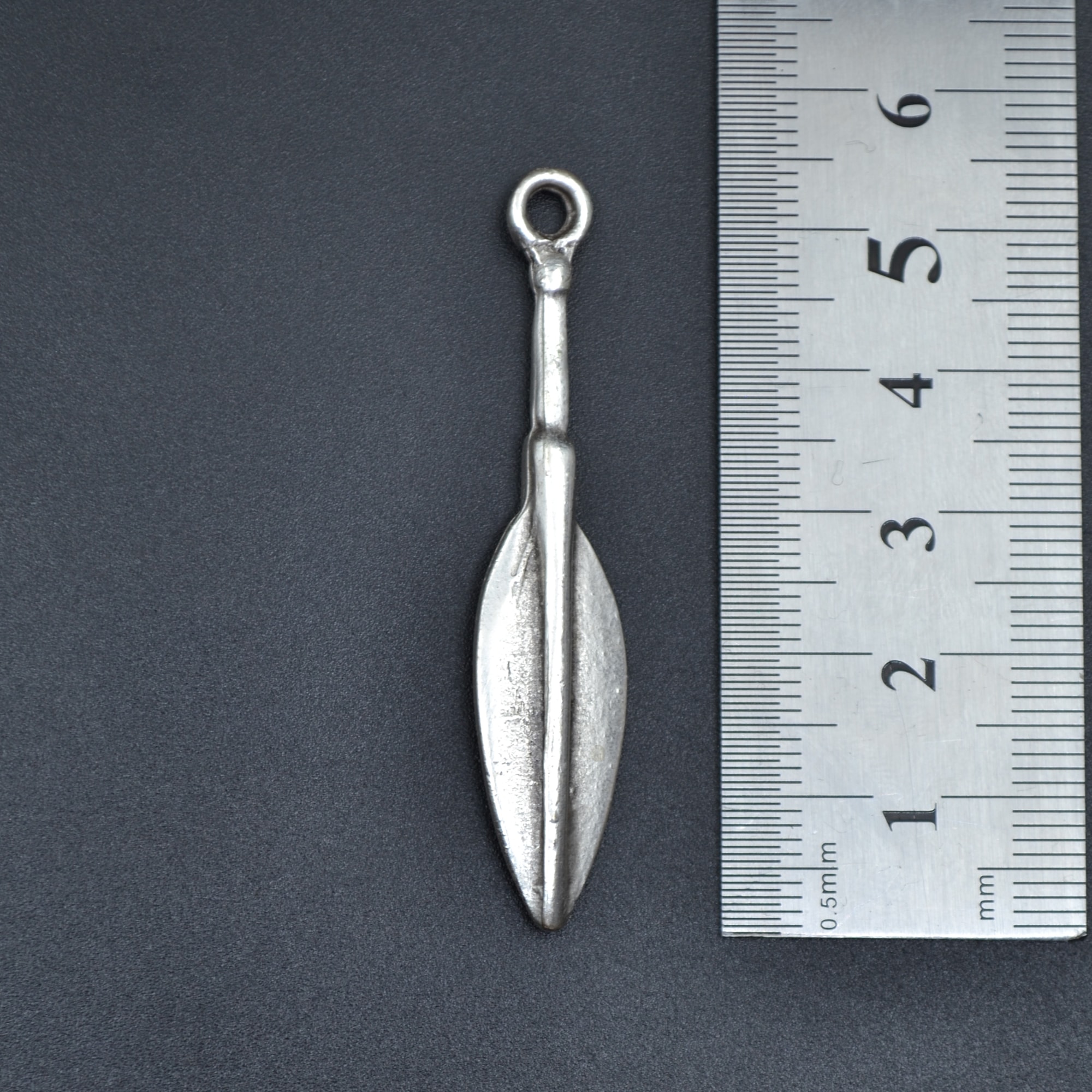 Mızrak Ucu Şeklinde Kolye - Gümüş ( Silver ) Renk - 60 cm Örme Zincir Kolye