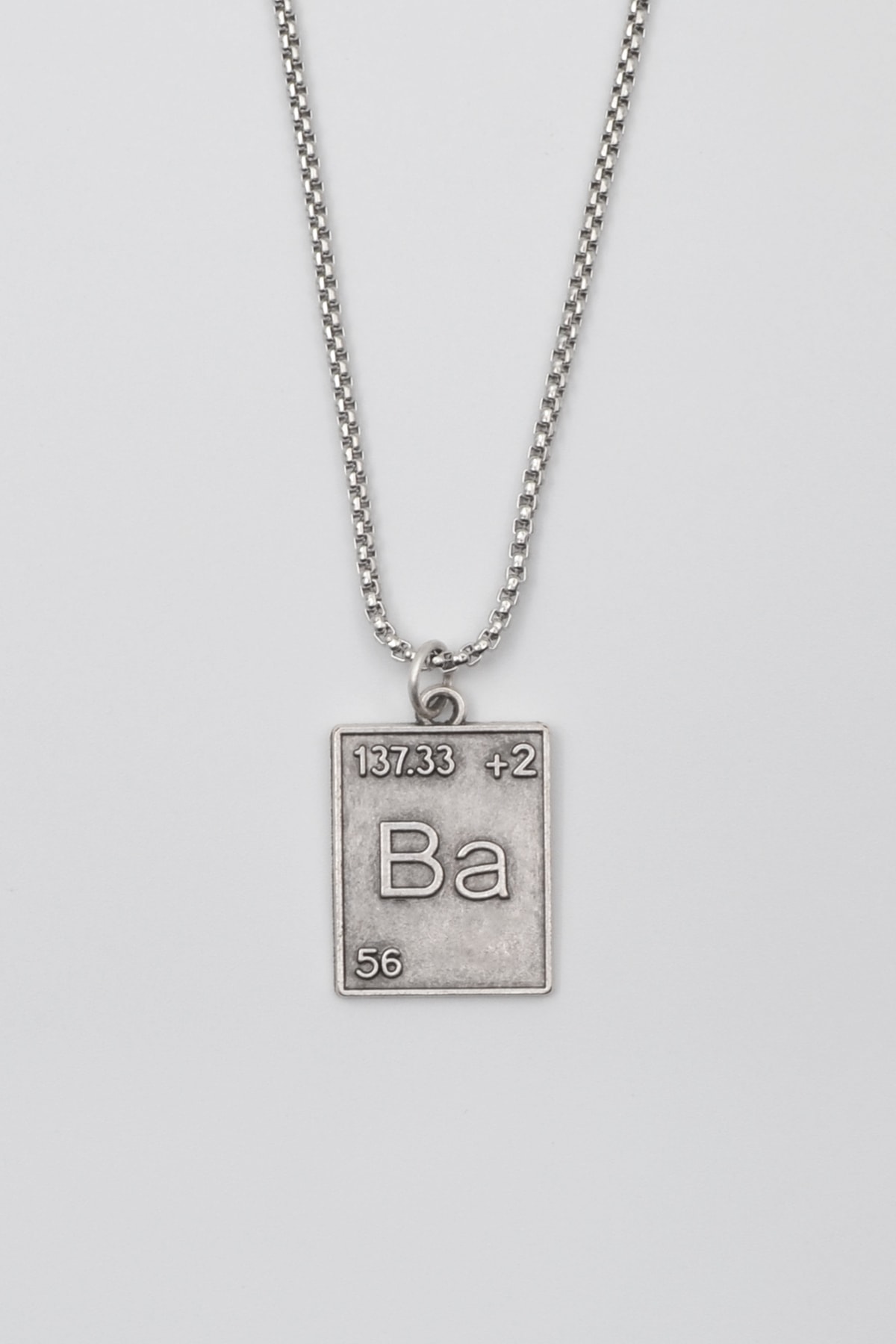 Breaking Bad Ba (Baryum) Element Kolye - Gümüş ( Silver ) Renk - 60 cm Örme Zincir Kolye