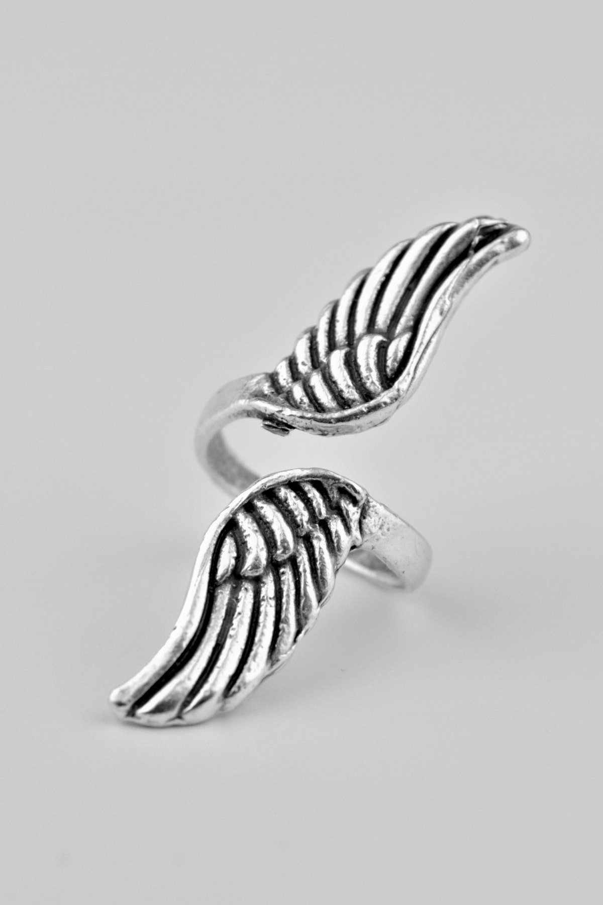 Lucifer Melek Antik Gümüş Kaplama Ayarlamalı Kadın Erkek Yüzük