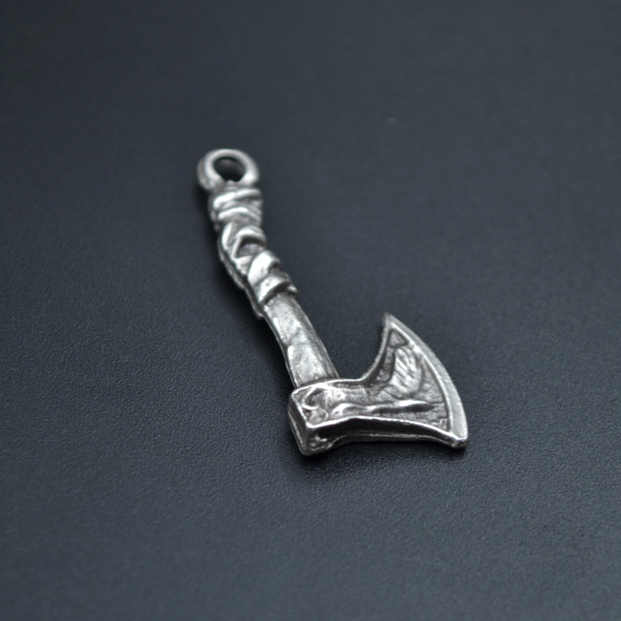 Viking Balta Kolye - Gümüş ( Silver ) Renk - 60 cm Deri İp Kolye