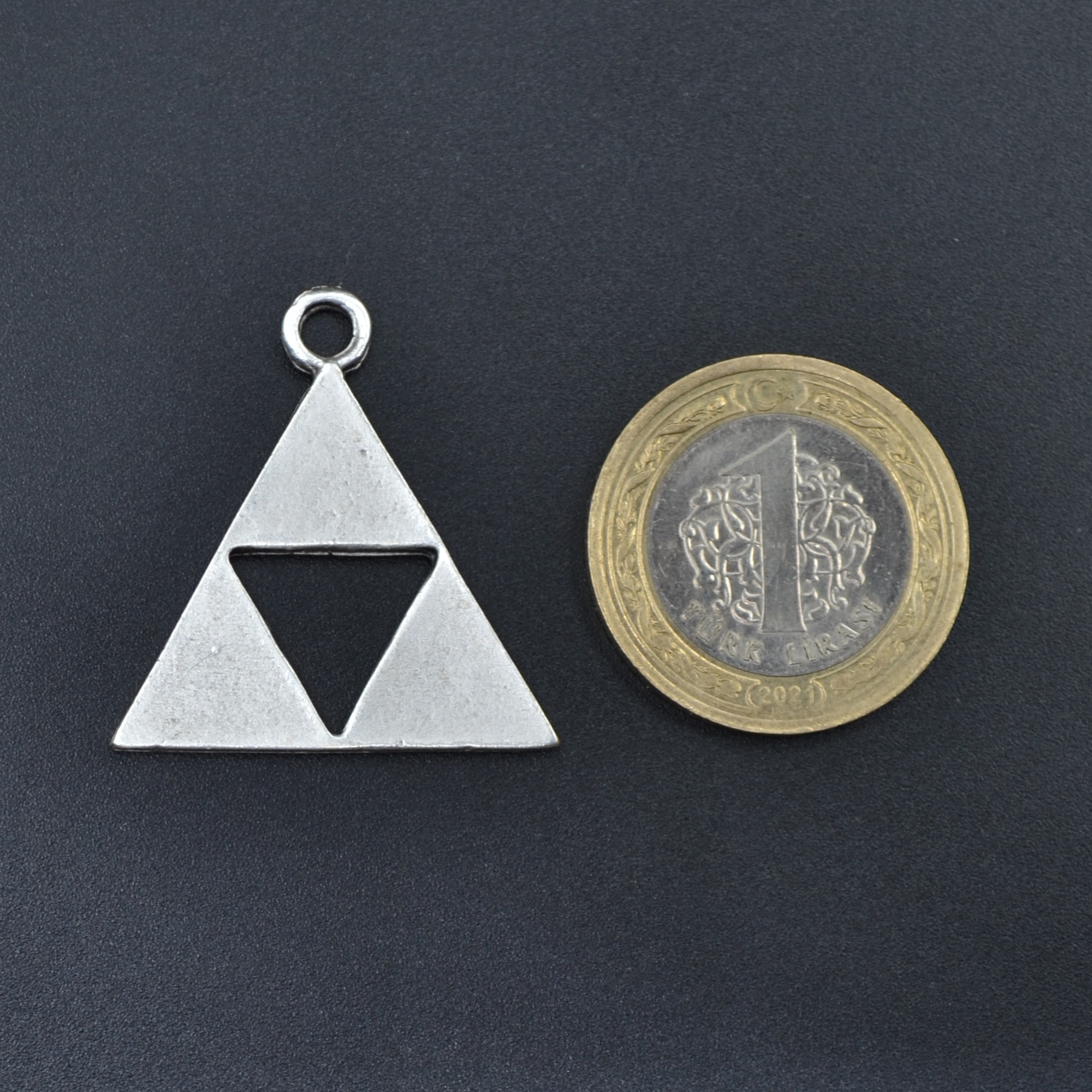 The Legend Of Zelda - Üçgen Kolye Ucu - Gümüş ( Silver ) Renk