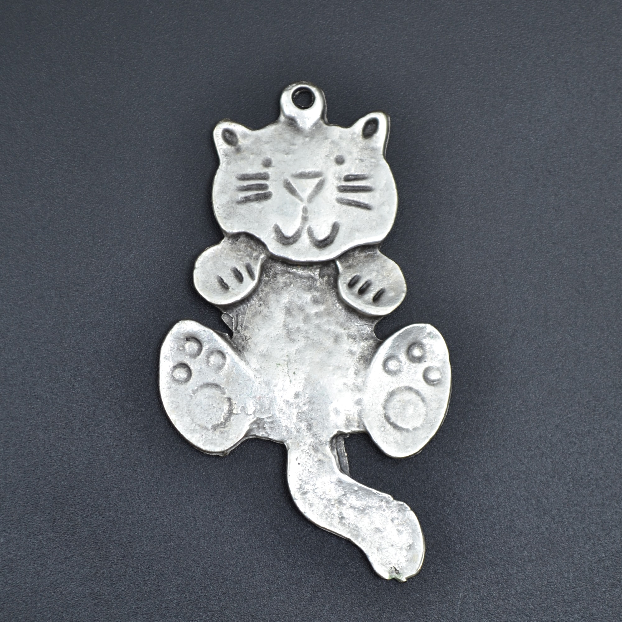 Büyük Kedi Kolye Ucu - Gümüş ( Silver ) Renk