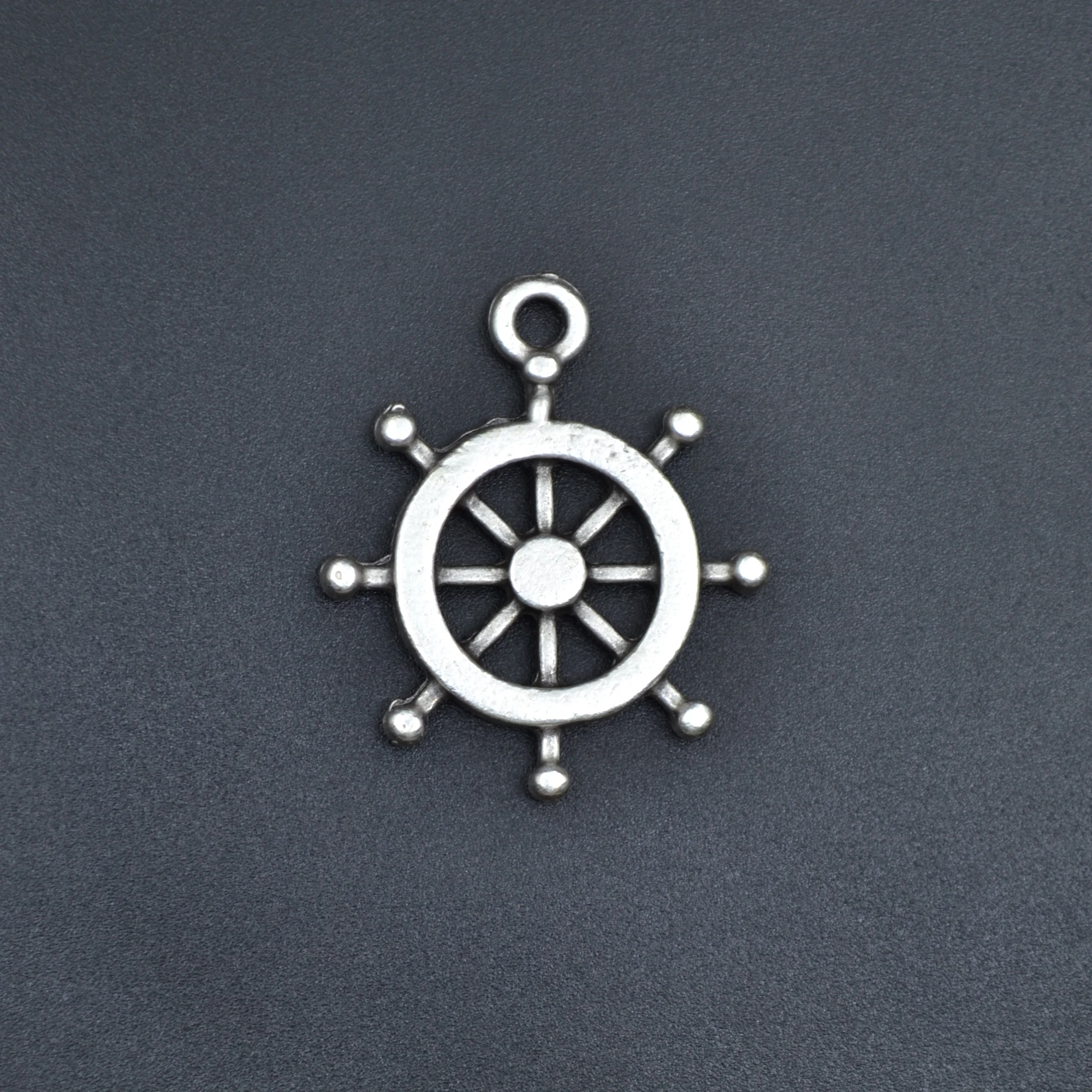 Dümen Kolye - Gümüş ( Silver ) Renk - 60 cm Deri İp Kolye