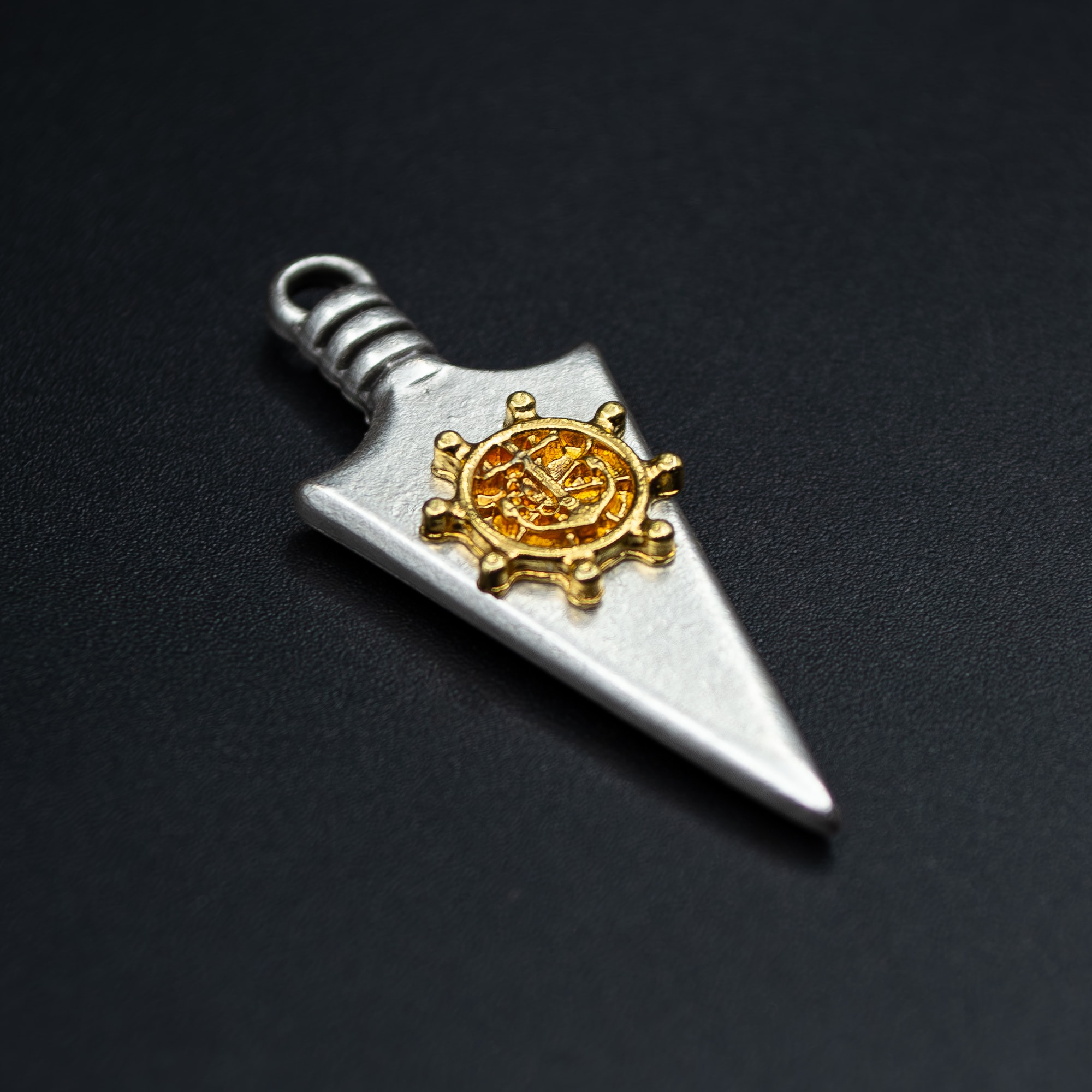 Ok Ucu Dümen Detaylı Kolye - Gümüş ( Silver ) Renk - 60 cm Düz Ezme Zincir Kolye