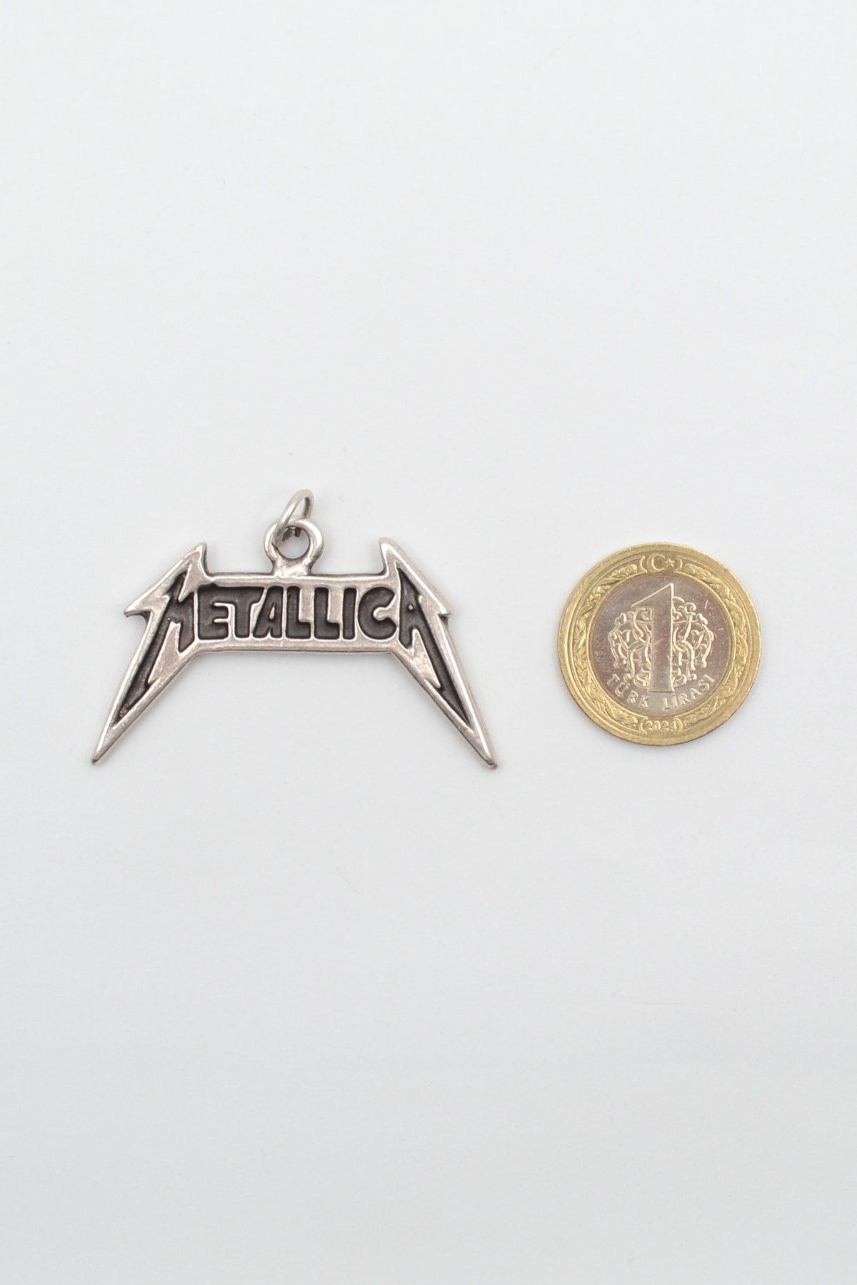 Metallica Logo Kolye - Gümüş ( Silver ) Renk - 60 cm Örme Zincir Kolye