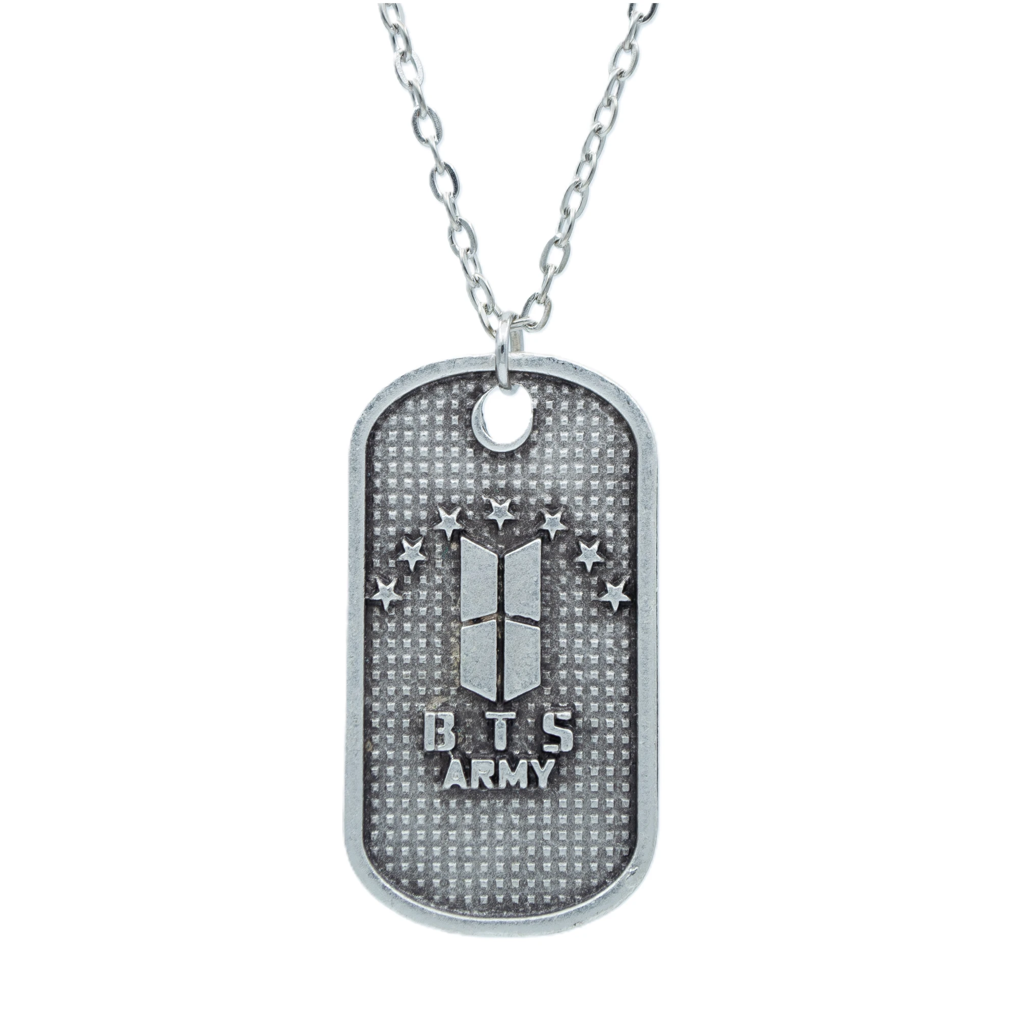 BTS Army Künye Kolye - Gümüş ( Silver ) Renk - 60 cm Düz Ezme Zincir Kolye