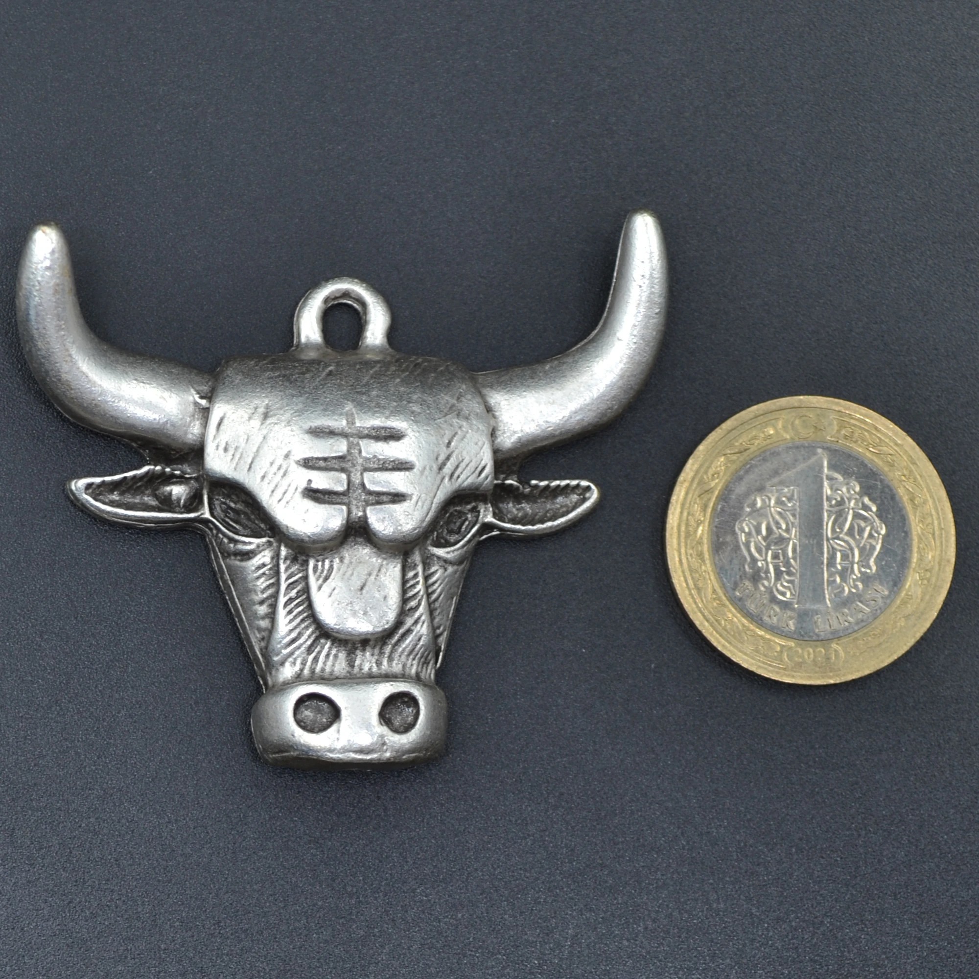 Boğa Kolye Ucu - Gümüş ( Silver ) Renk