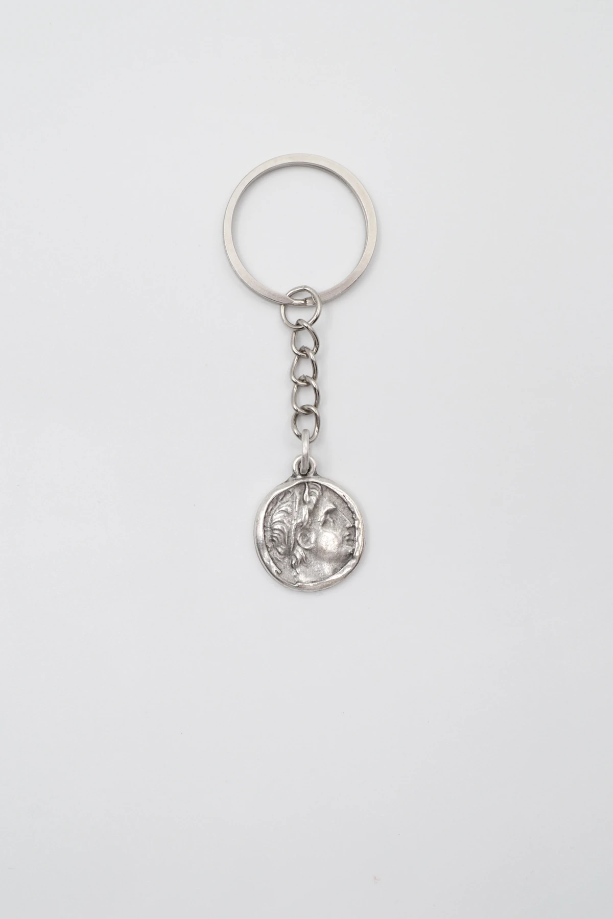 Yunan Antik Makedonya Kralı Büyük İskender Anahtarlık - Antik Gümüş Kaplama - Kadın Erkek