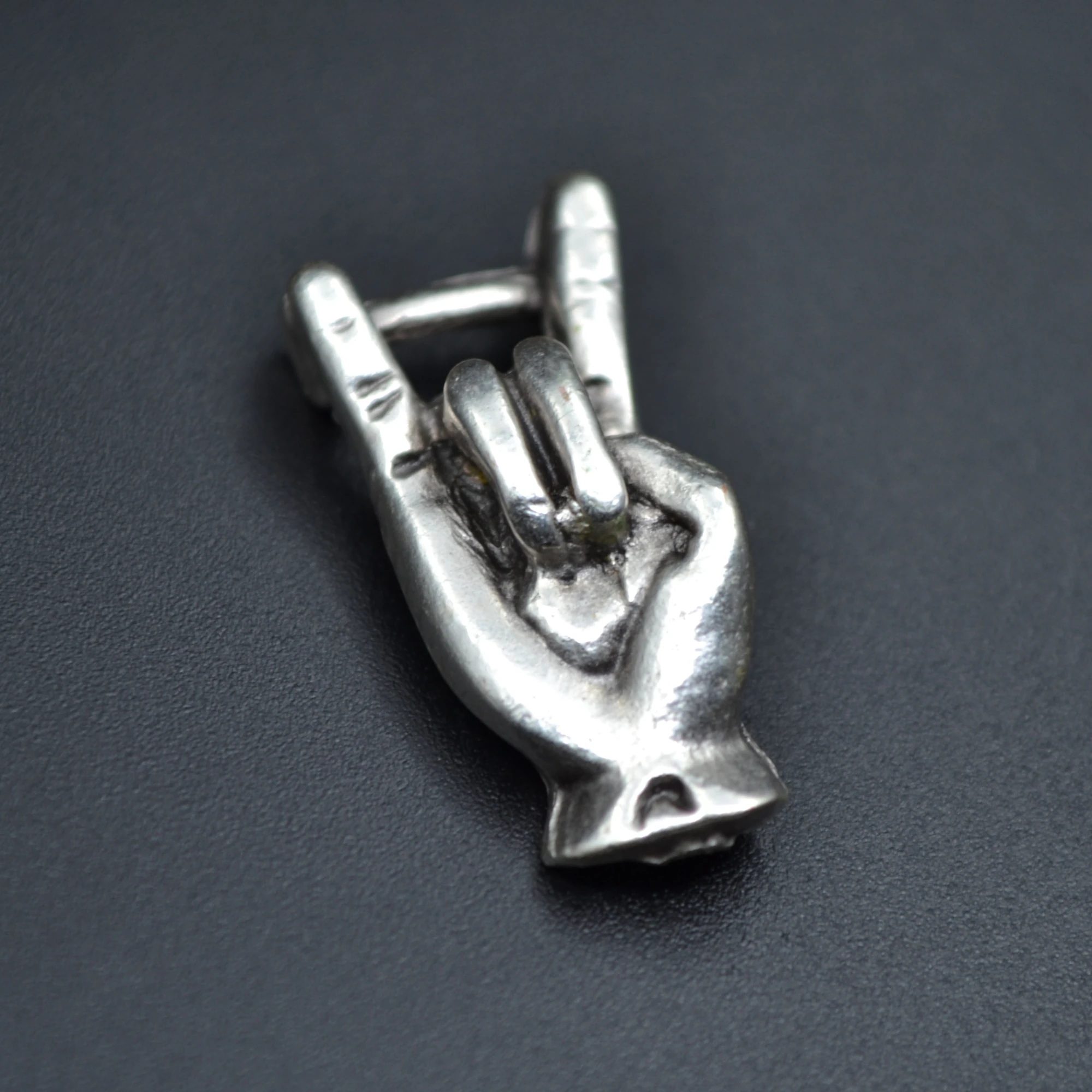 Şeytan Boynuzları - Devil Horns Kolye - Gümüş ( Silver ) Renk - 60 cm Düz Ezme Zincir Kolye