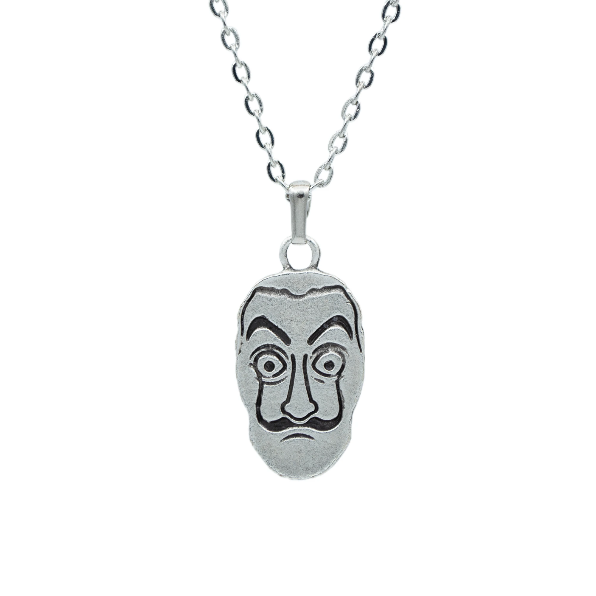 La Casa De Papel - Salvador Dali Kolye - Gümüş ( Silver ) Renk - 60 cm Düz Ezme Zincir Kolye