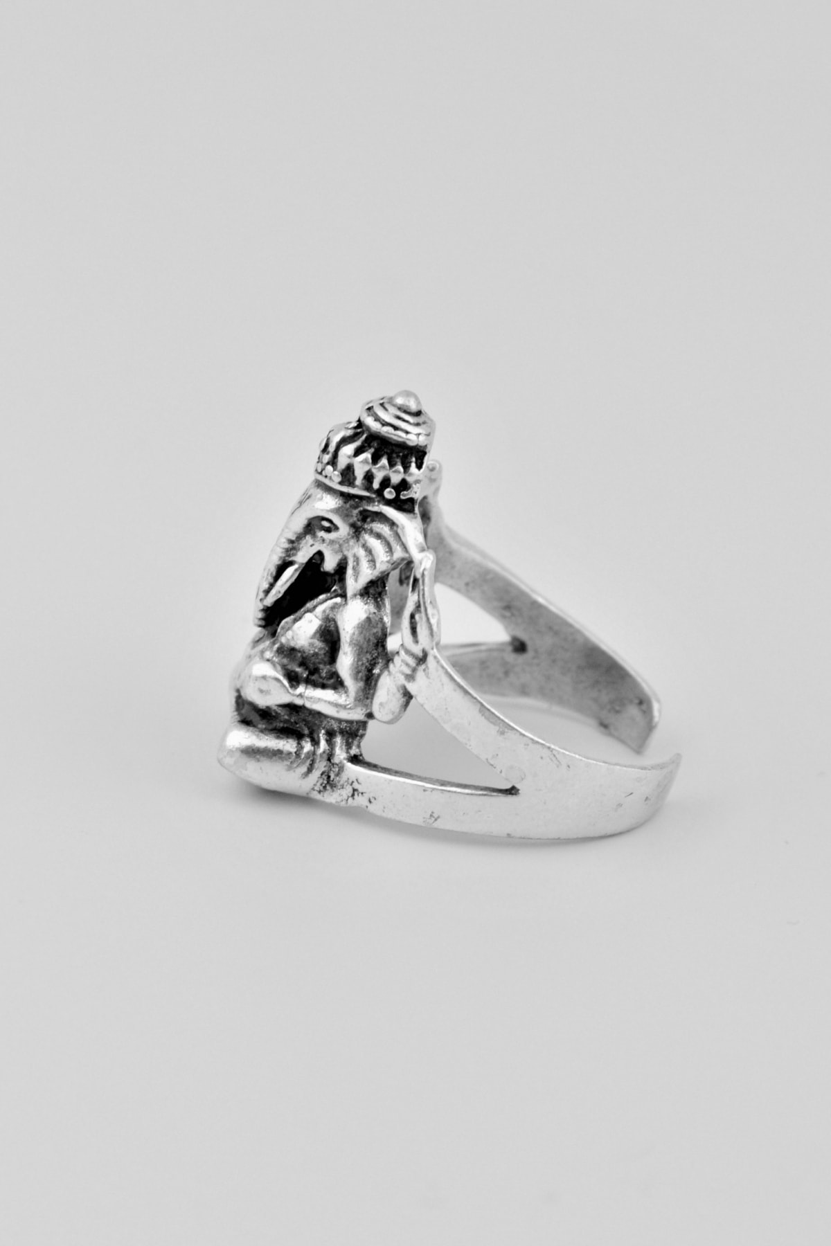 Buda Fil Gümüş Kaplama Ayarlamalı Kadın Erkek Yüzük