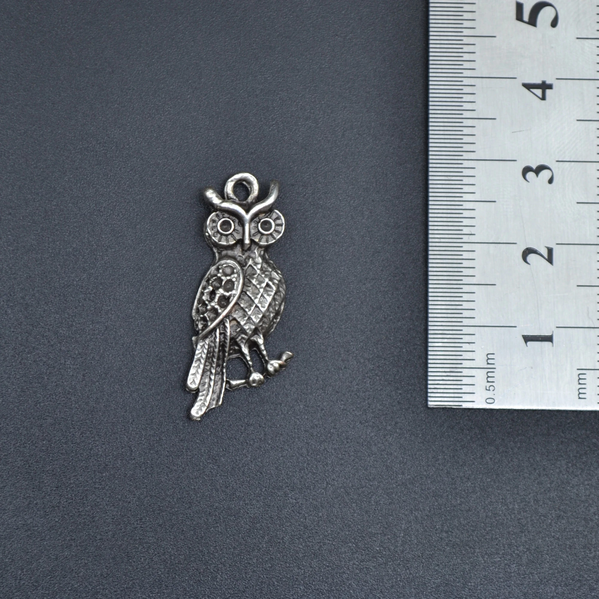 Minimal Baykuş Kolye - Gümüş ( Silver ) Renk - 60 cm Düz Ezme Zincir Kolye