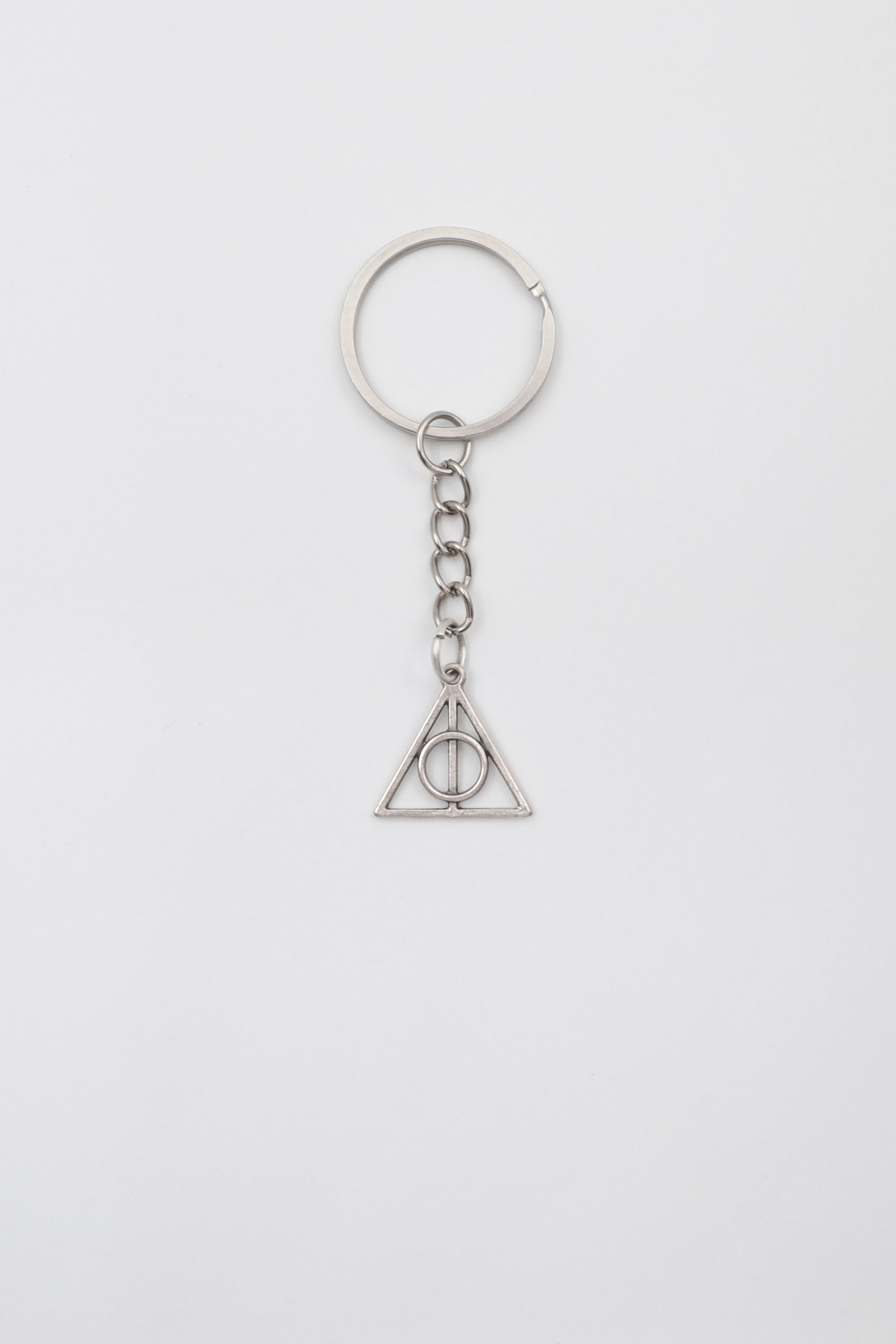 Minimal Harry Potter Ölüm Yadigarları Anahtarlık - Antik Gümüş Kaplama - Kadın Erkek