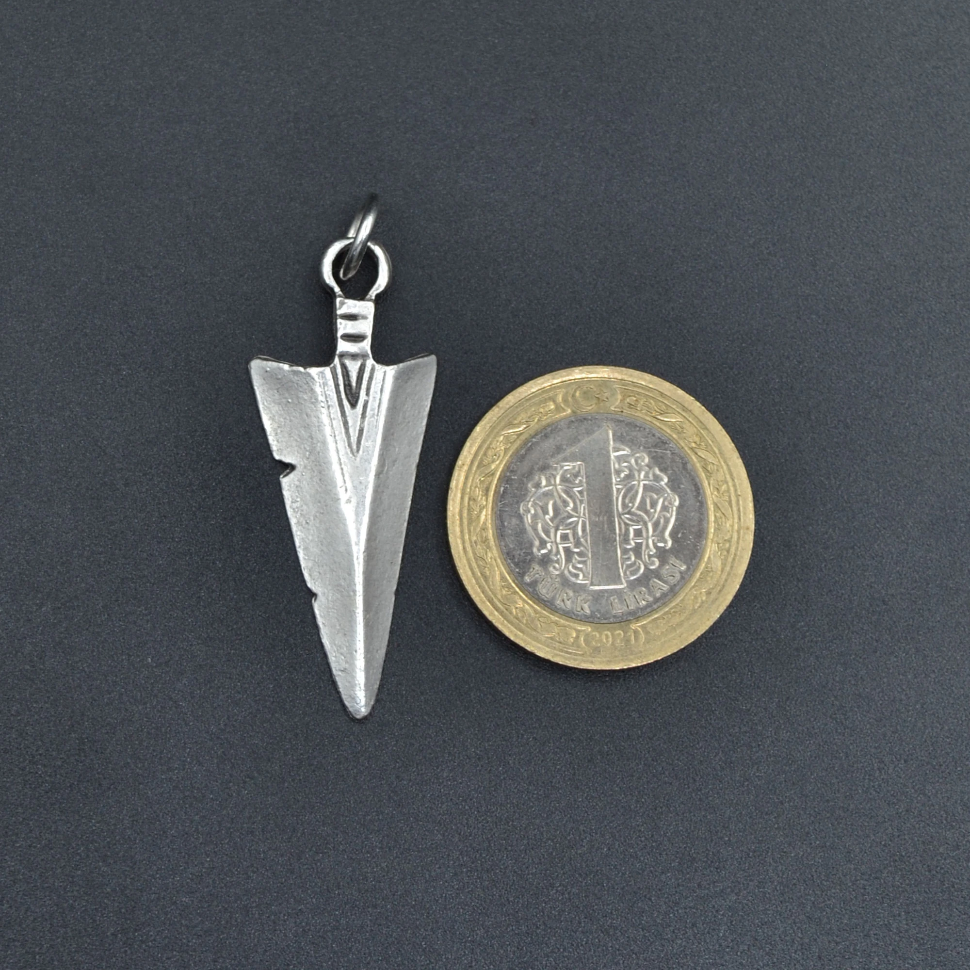 Ok Ucu Şeklinde Kolye Ucu - Gümüş ( Silver ) Renk