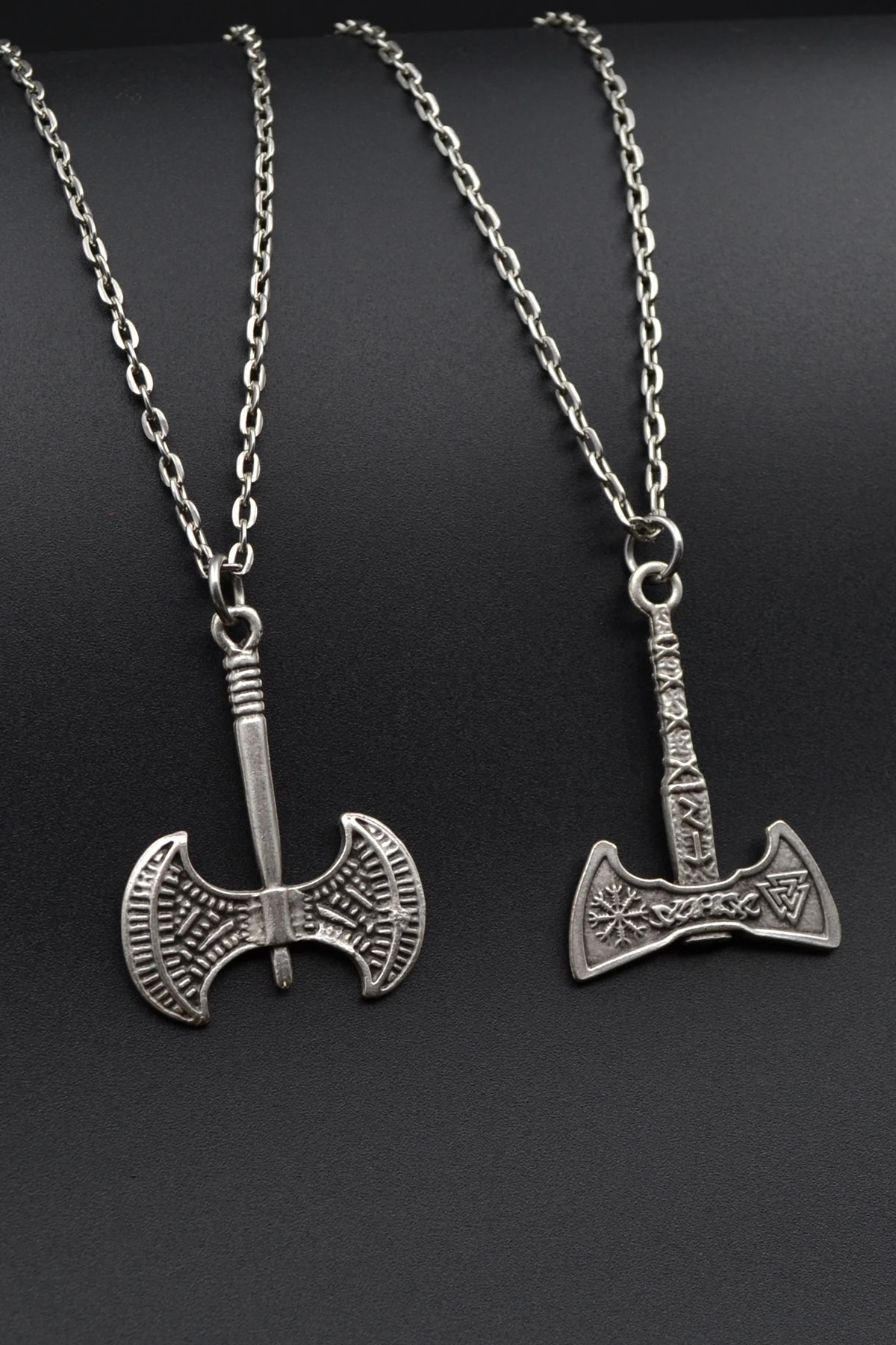 2'li Viking Balta - Çift Taraflı Balta Erkek Kadın Kolye Seti