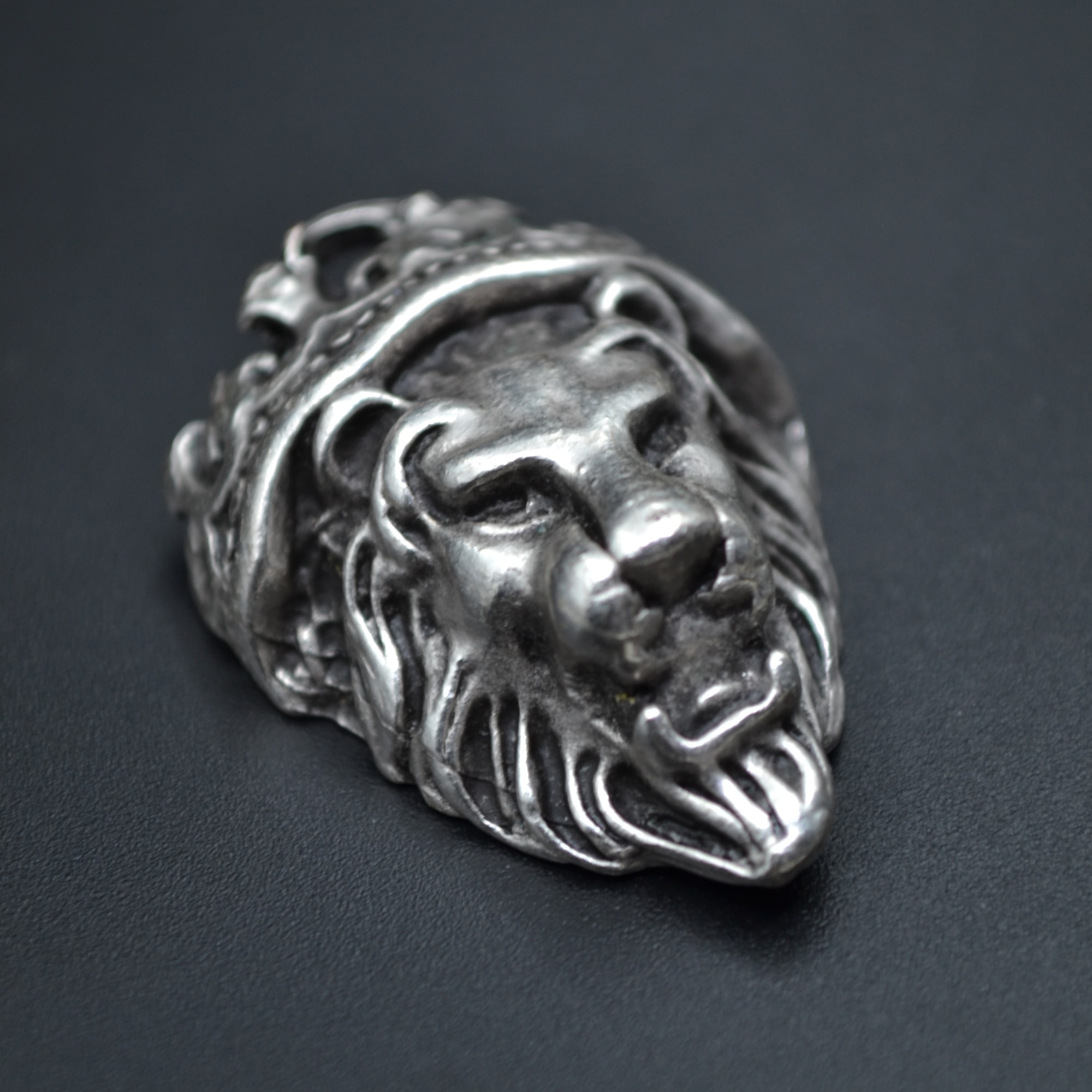 Aslan Kral Kolye - Gümüş ( Silver ) Renk - 60 cm Düz Ezme Zincir Kolye